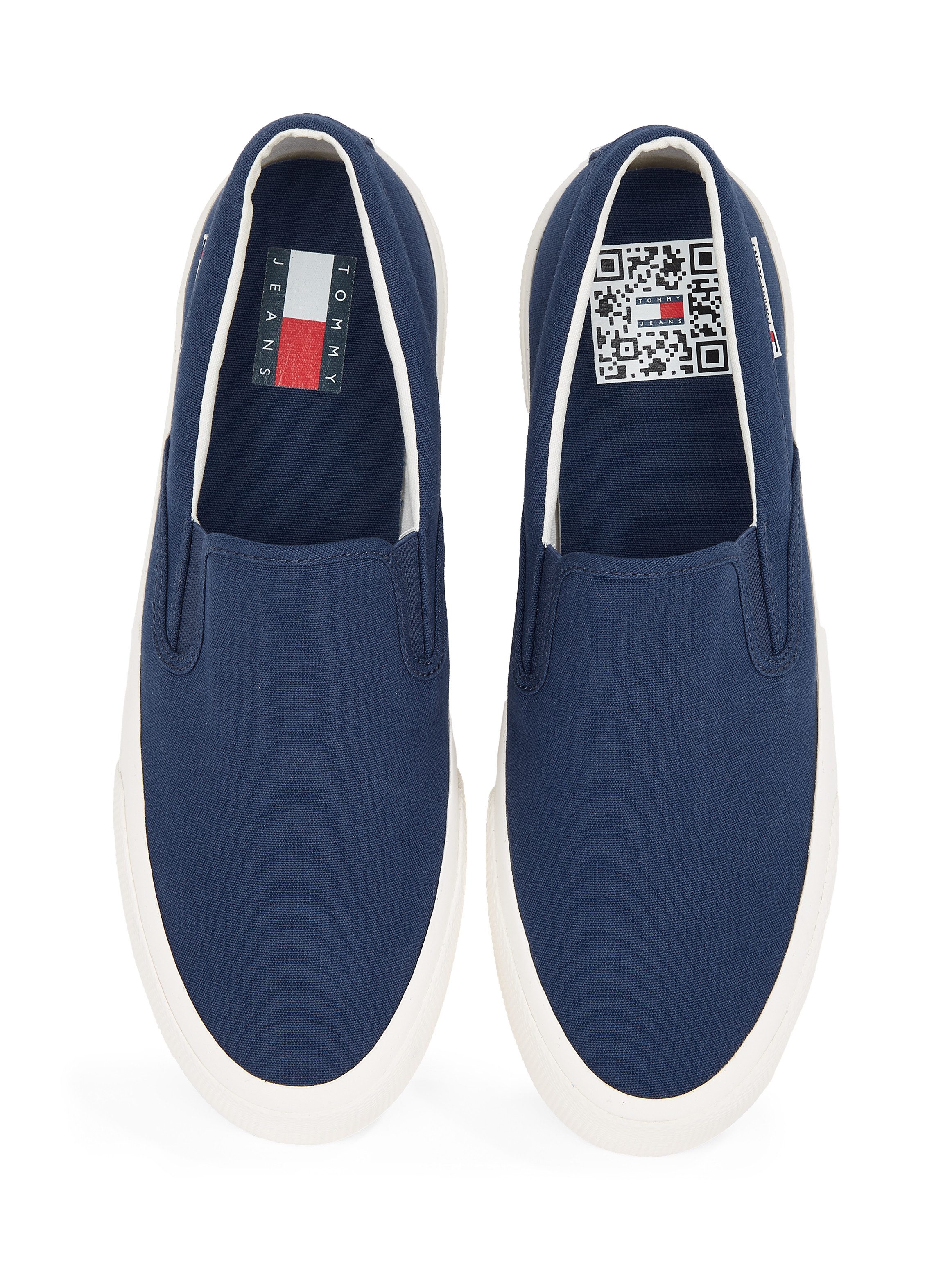 TOMMY JEANS Slip-on sneakers TJM SLIP ON CANVAS COLOR , vrijetijdsschoen, lage schoen, slipper met stretch-inzetten