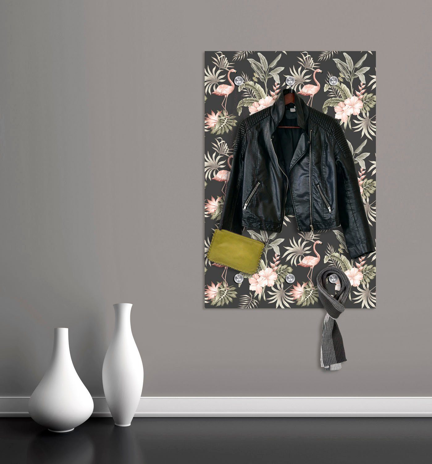 queence Kapstok Flamingo's met 6 haken, 80 x 120 cm