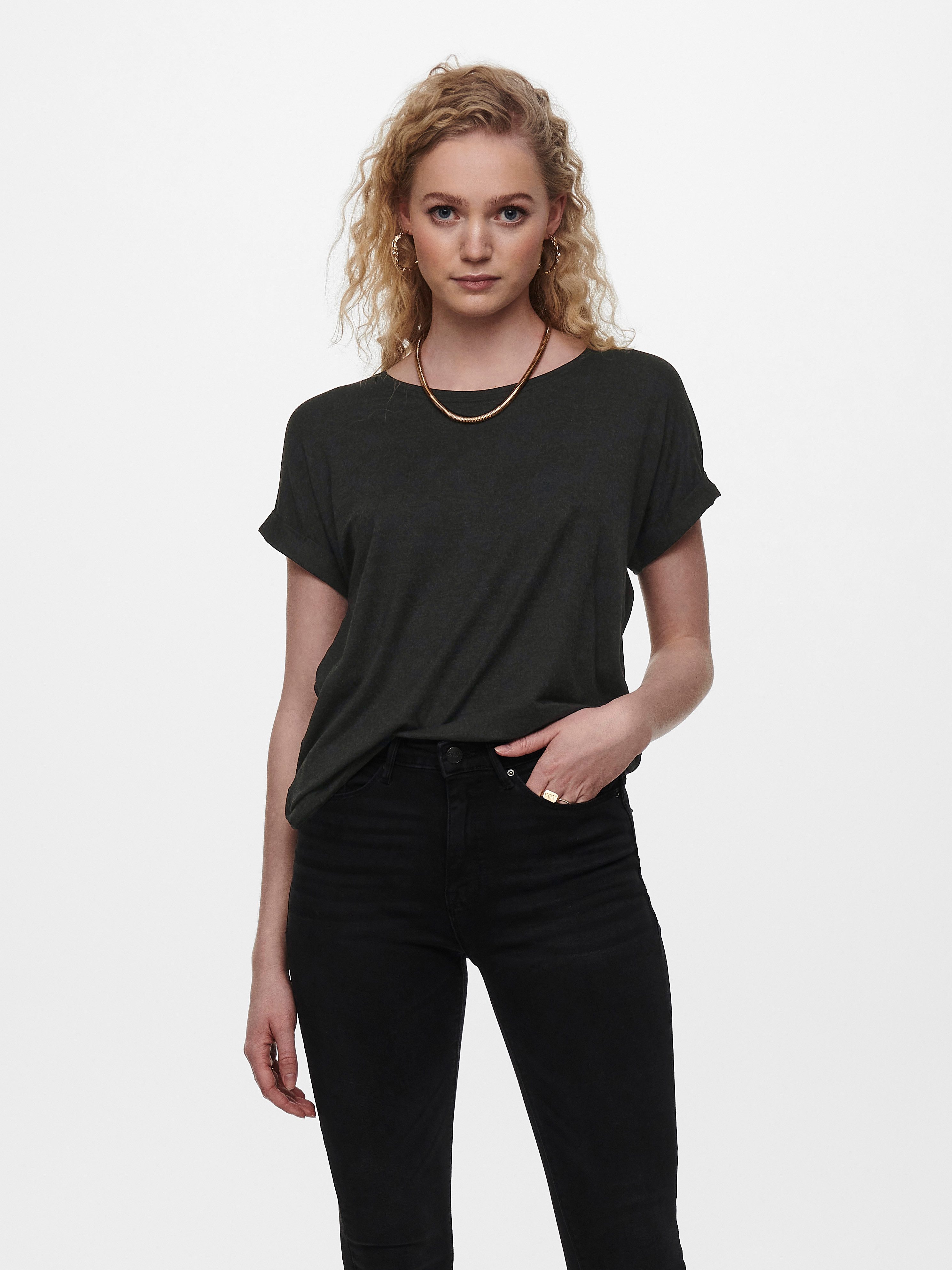 Only T-shirt ONLMOSTER – T-shirt met gemêleerde look en elastisch materiaal