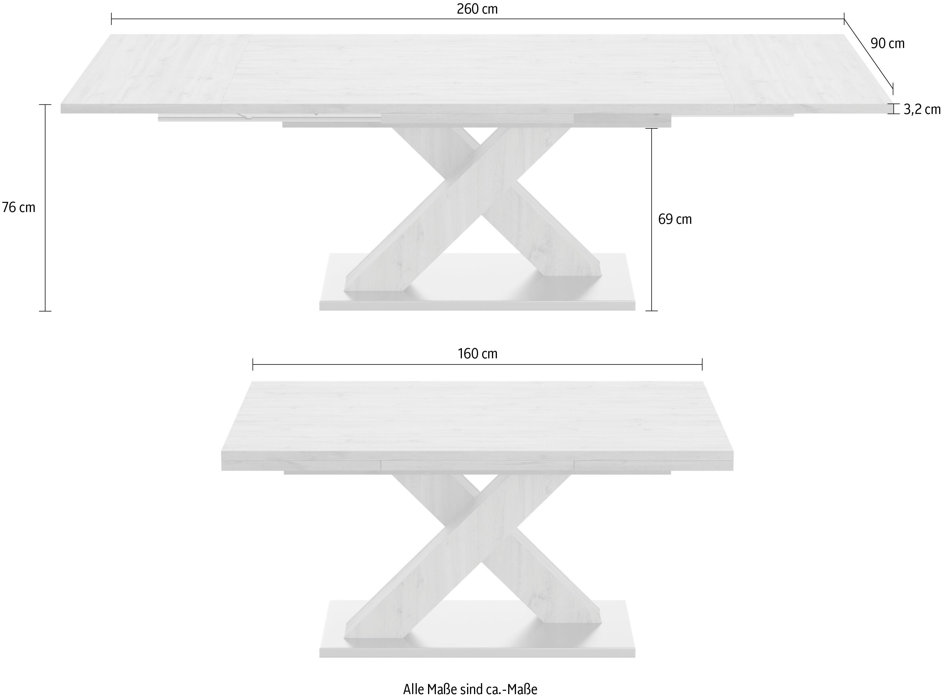 Mäusbacher Eettafel Comfort tafel TOPSELLER! met x-frame en bodemplaat. melamine gecoat