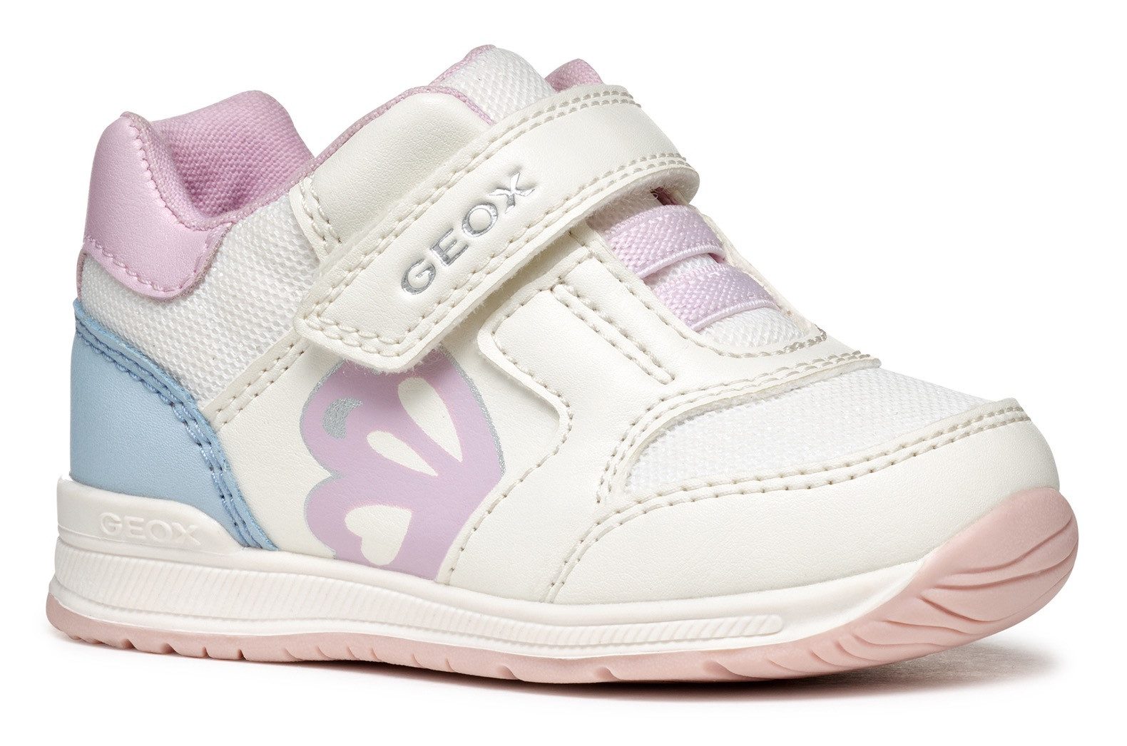 Geox Babyschoentjes B RISHON GIRL , klittenbandschoen, meisjes schoen met fijne glitters en vlinder motief meisjes meisjes maat 26 wit