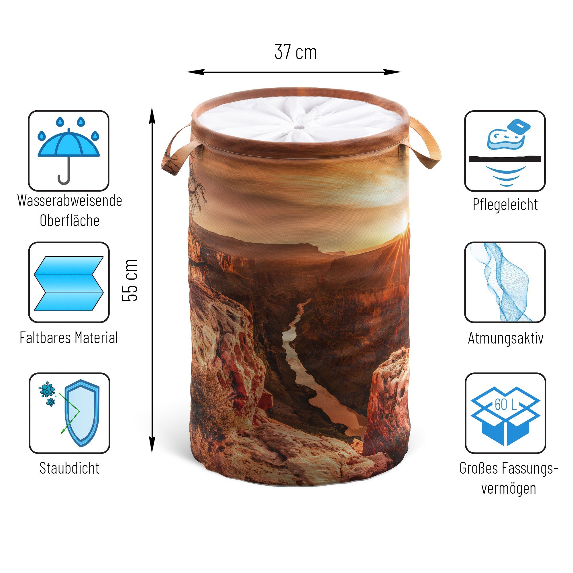 Sanilo Wasmand Grand Canyon 60 liter, opvouwbaar, met bescherming tegen inkijk