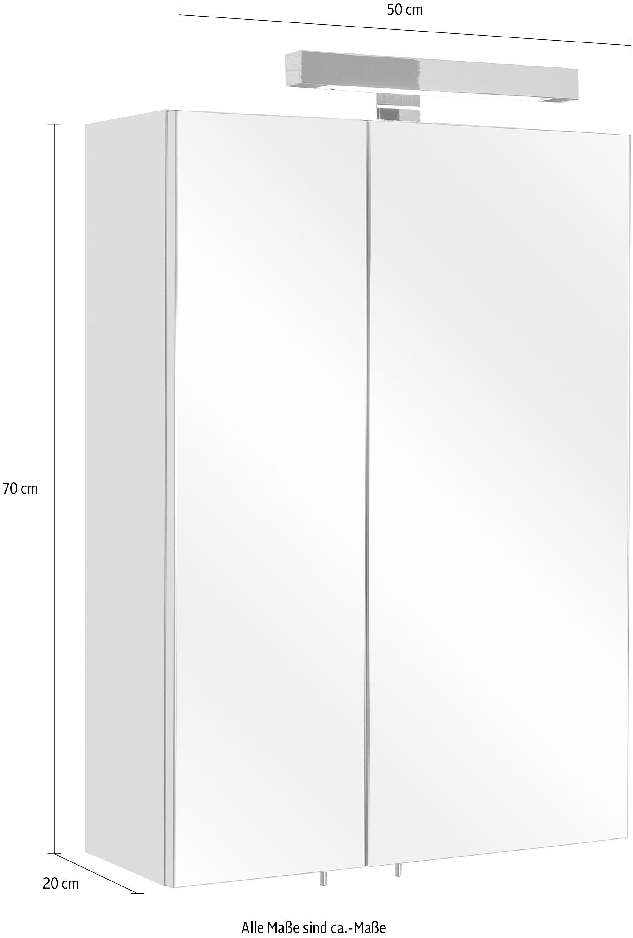 Saphir Spiegelkast Quickset 311 badkamermeubel, 2 spiegeldeuren, 2 planken, 50 cm breed
