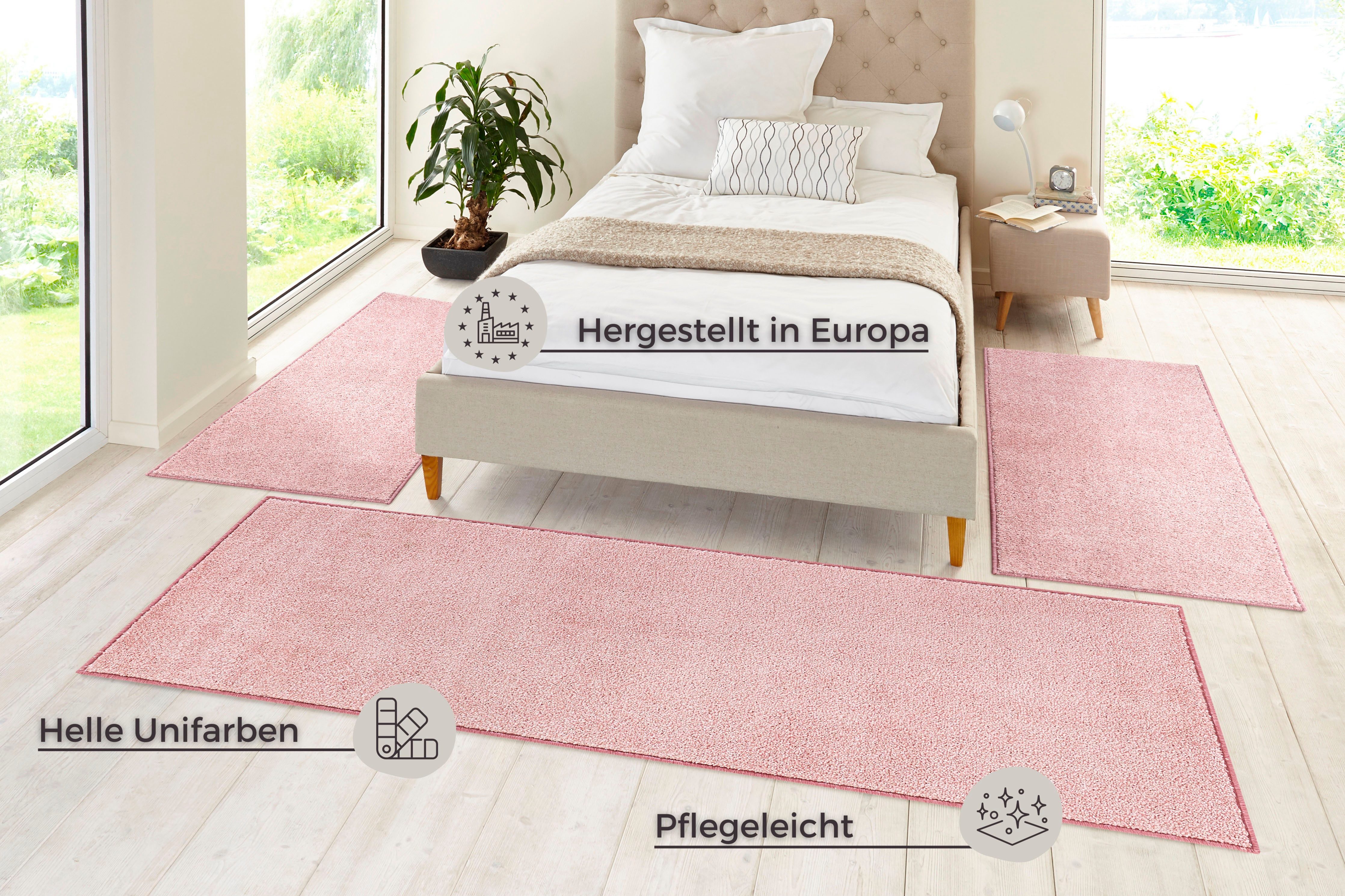 HANSE Home Set slaapkamerkleedjes Pure 100 Korte pool, unikleur, vloerkleed, bedloper, slaapkamerkleed, loper