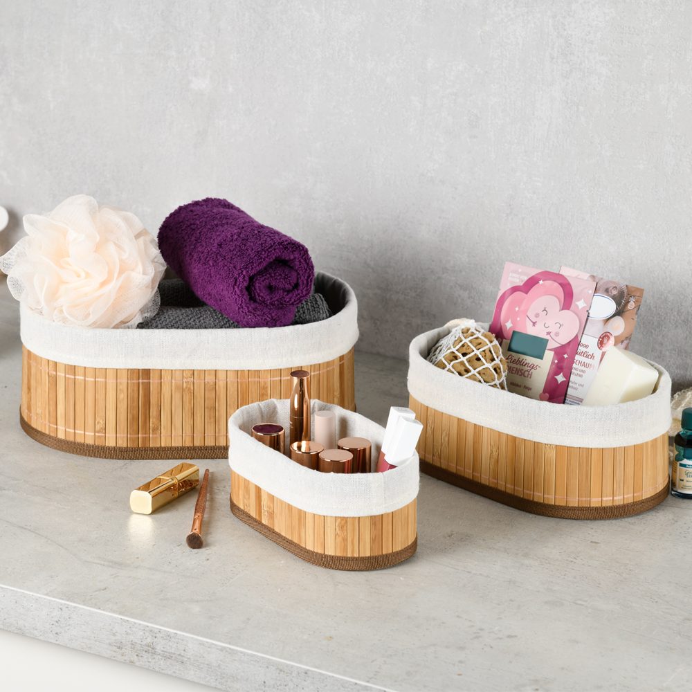 KESPER for kitchen & home Opbergmand Bamboe mandjes, 3-delig set, FSC (set, 3 stuks)