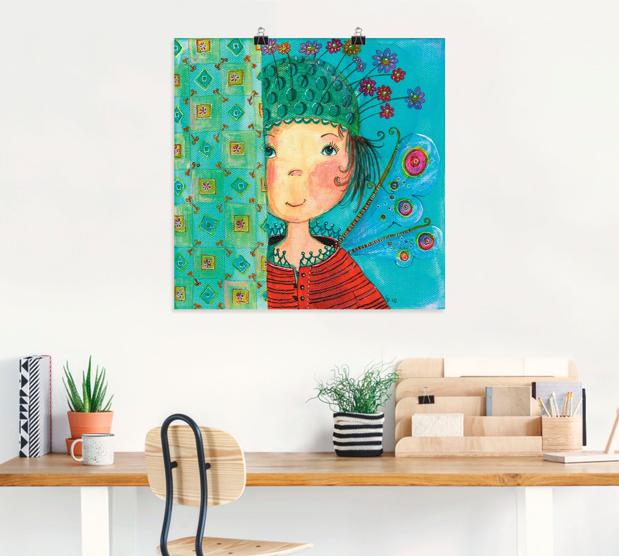 Artland Artprint Engeltje verstopt zich als artprint op linnen, poster in verschillende formaten maten