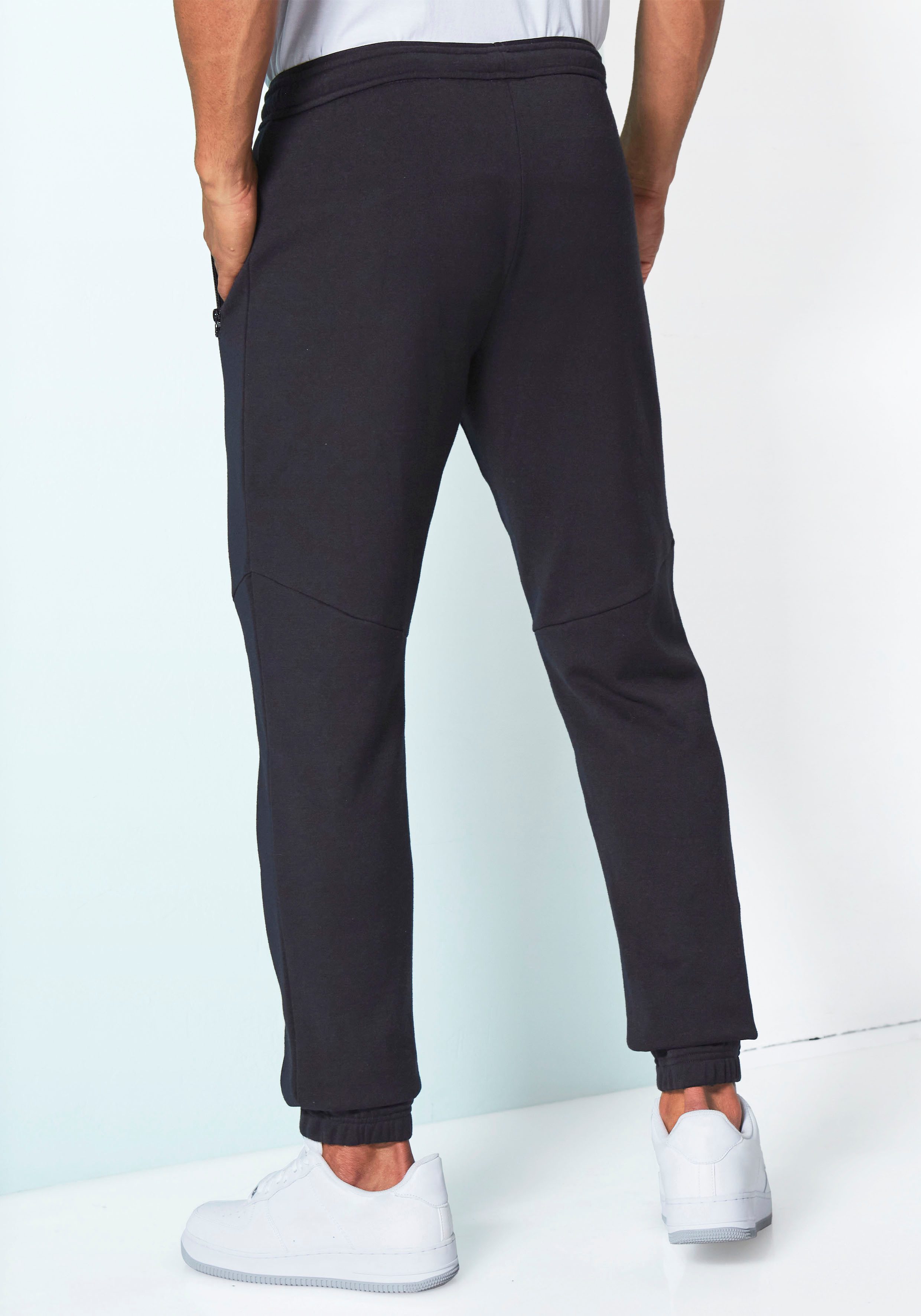John Devin Sweatbroek Joggingbroek met zijzakken en bindband van katoenmix