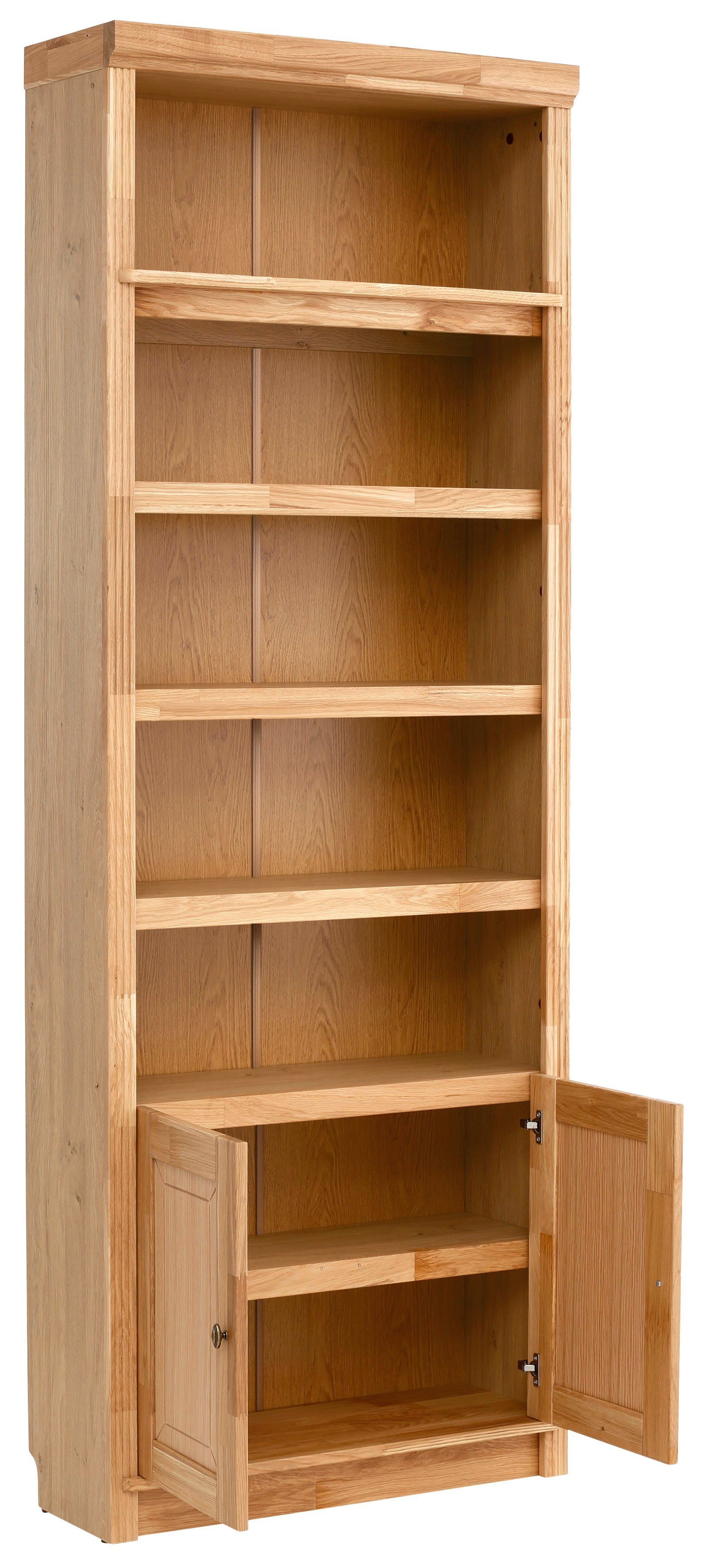 Home affaire Boekenkast Soeren van massief grenen, hoogte 220 cm, met 2 houten deuren, veel bergruimte
