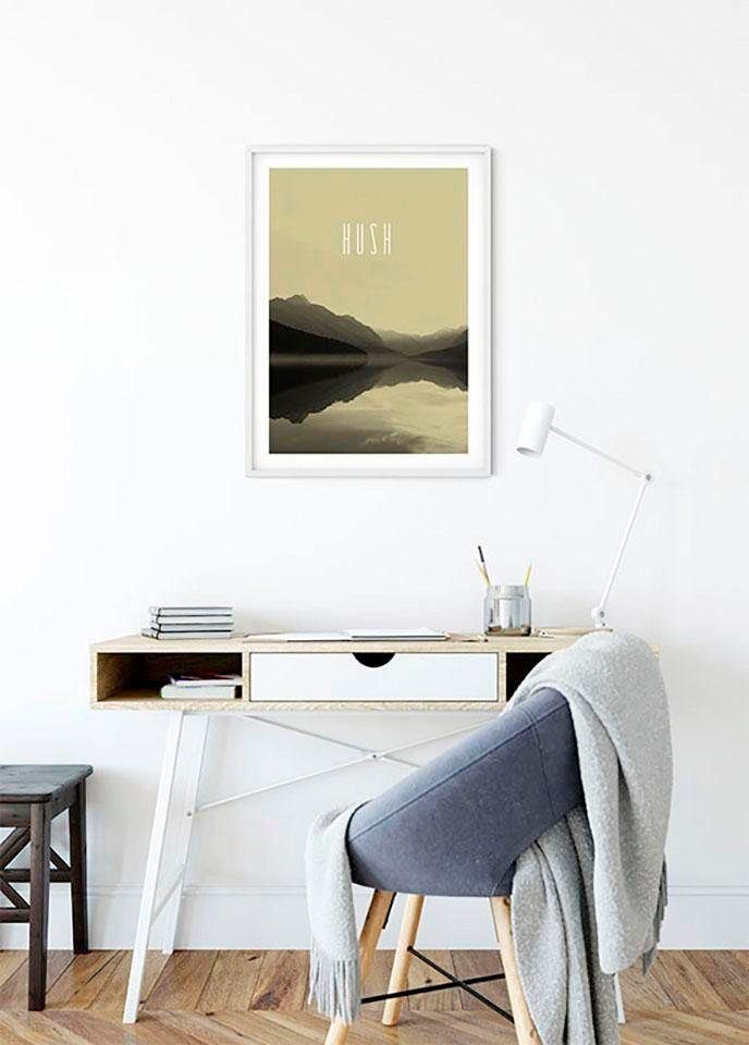 Komar Wanddecoratie Word Lake Hush zandkleur Wanddecoratie - zonder lijst (1 stuk)