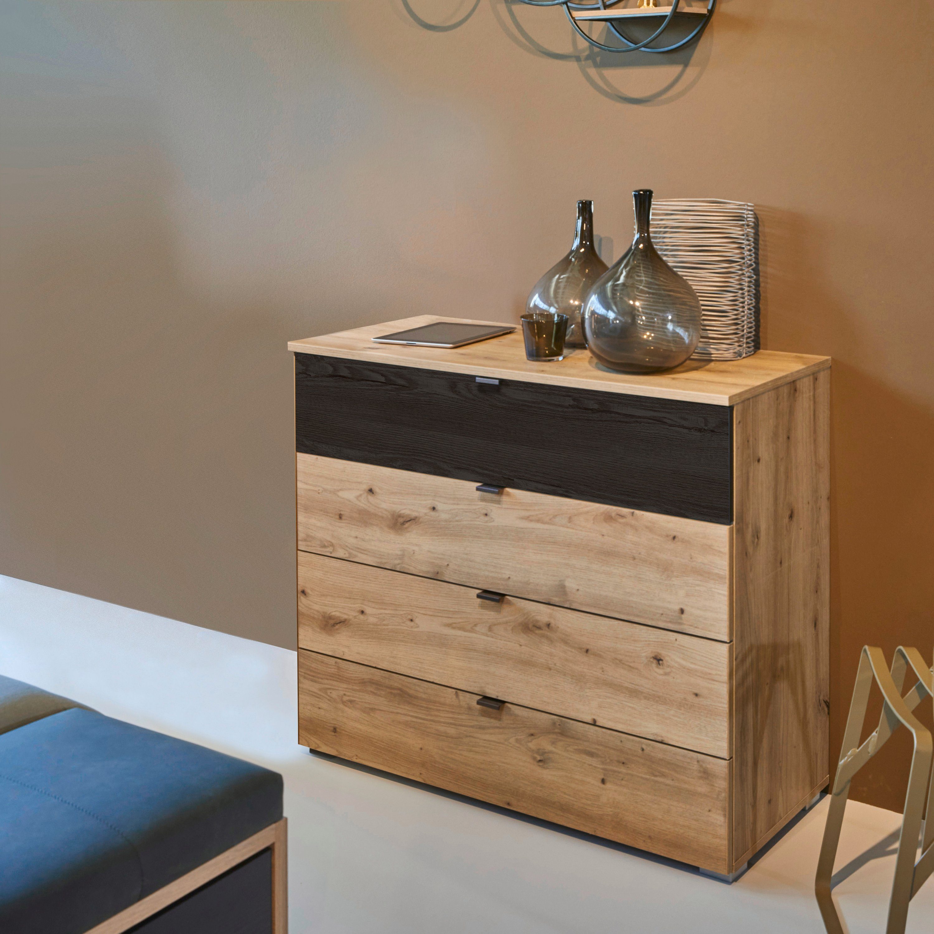 rauch Ladekast Commode Sideboard Ladecommode APOLLON met 4 lades, 1 lade in afwerking black oak made in germany