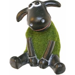 casa collection by jaenig dierfiguur schaap groen (met grasvacht) zittend, hoogte: 13 cm (1 stuk) zwart