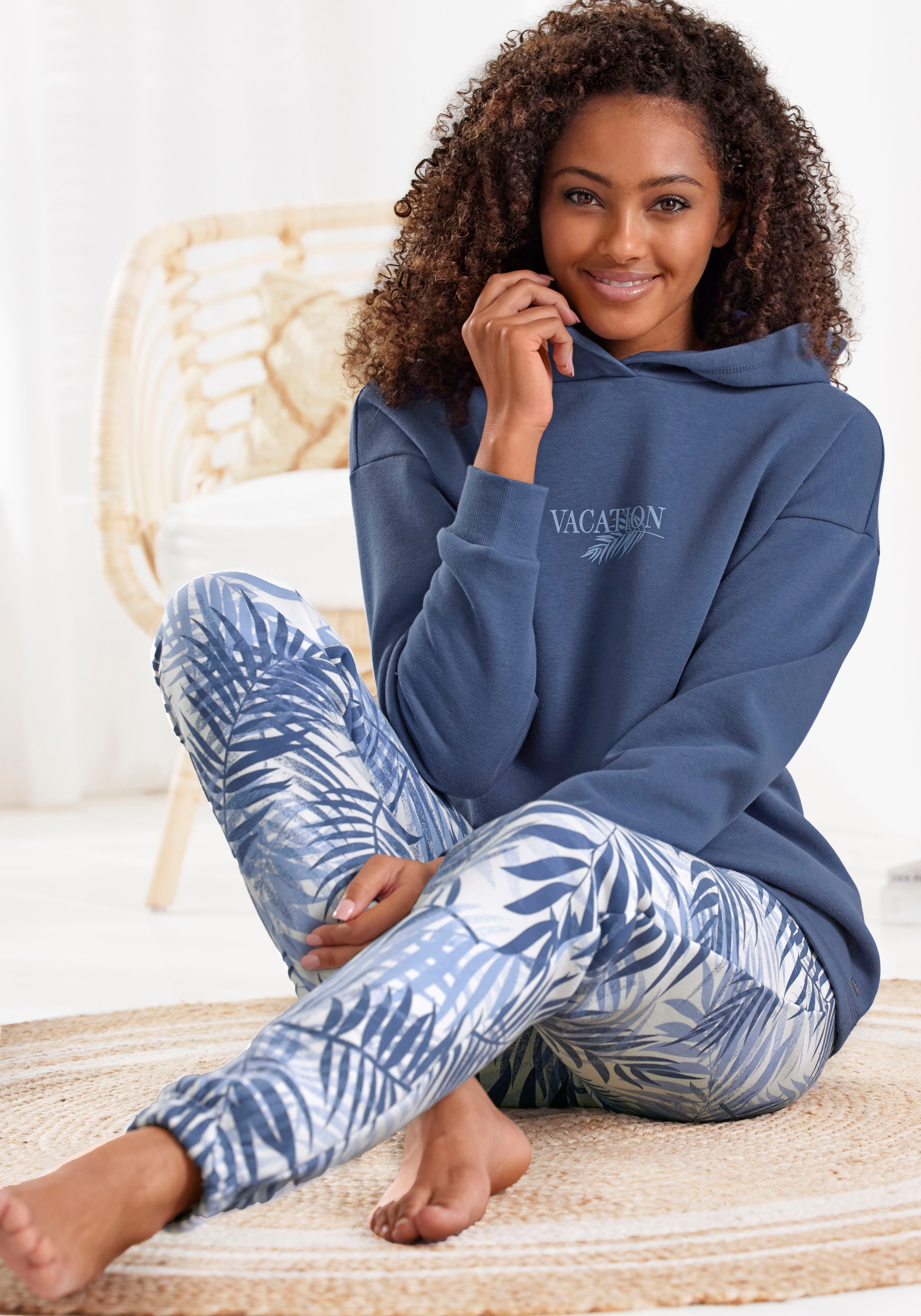 Lascana Hoodie -Capuchonsweatshirt, Loungeshirt Capuchon sweatshirt, loungetop met voorprint, loungewear (1-delig)