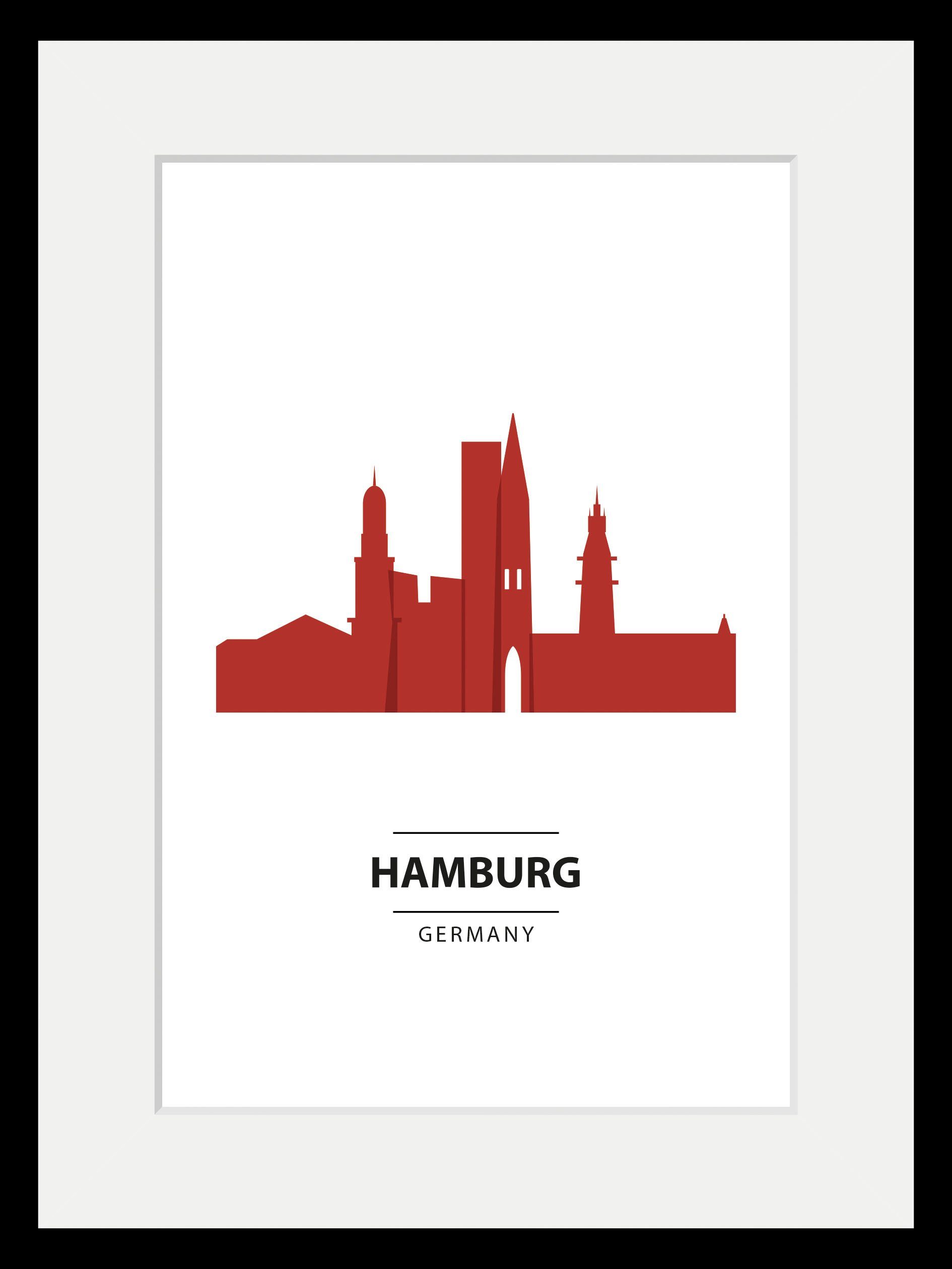 queence Wanddecoratie Hamburg Color Splash HD premium posterdruk incl. houten lijst (1 stuk)