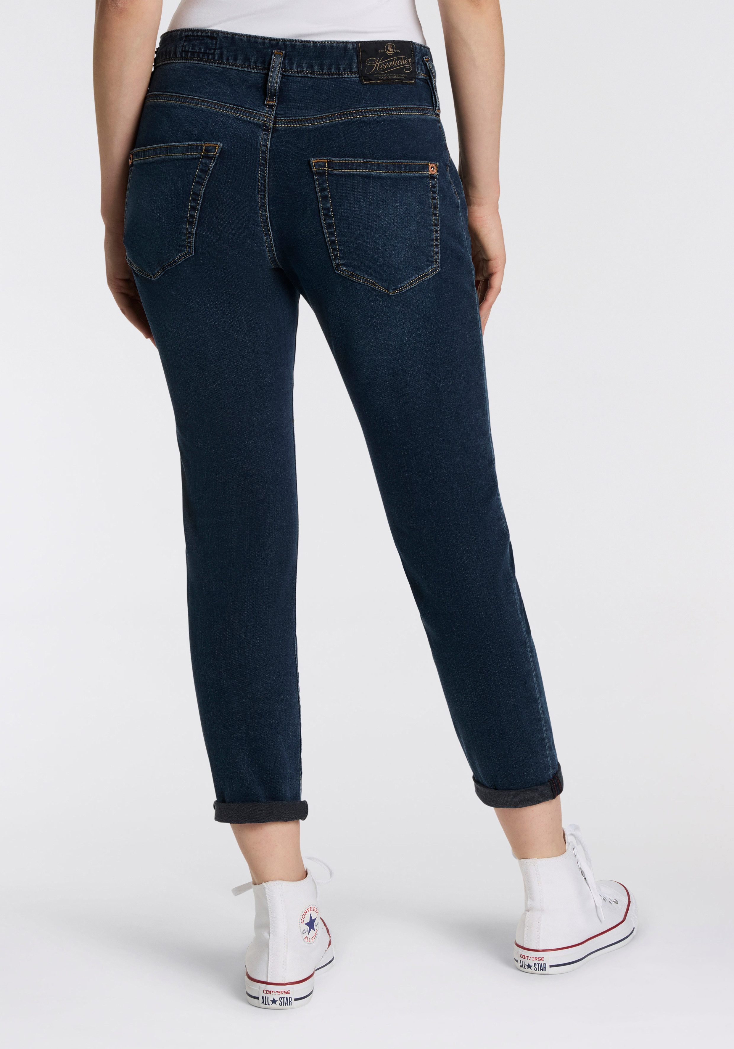 Herrlicher 7/8 jeans Shyra Cropped Denim Stretch met half blinde knoopsluiting