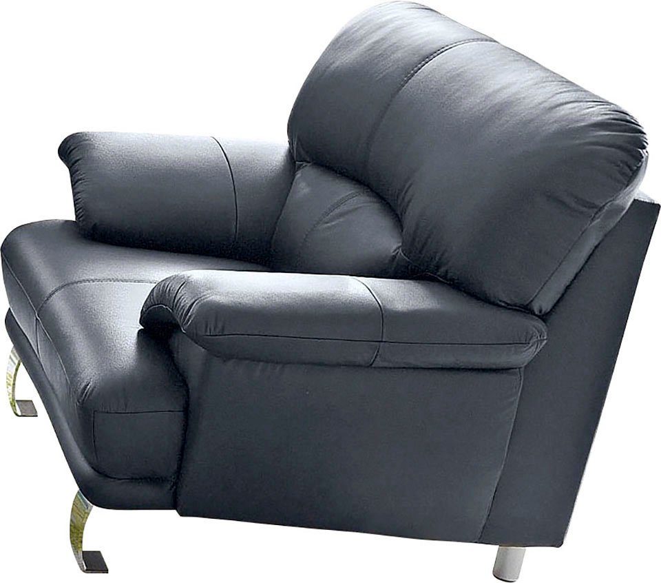 TRENDMANUFAKTUR Fauteuil Cecilia, loungestoel in Italiaans design, hoog zitcomfort comfortabele armleuningen en rugverwerking, aantrekkelijke metalen voet (set)