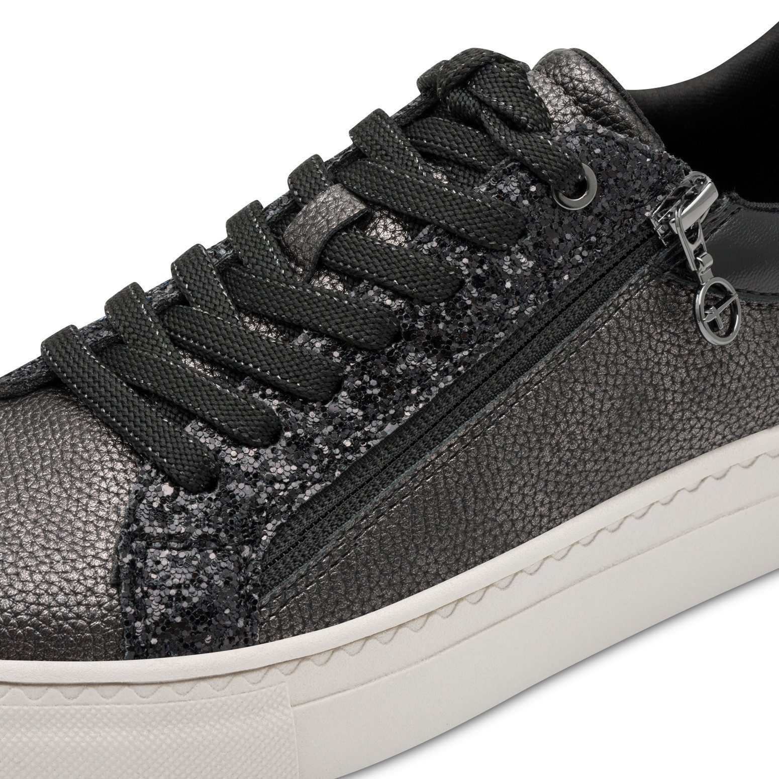 Tamaris Plateausneakers , vrijetijdsschoen, halfschoen, veterschoen met inzetten en glinsterdetails