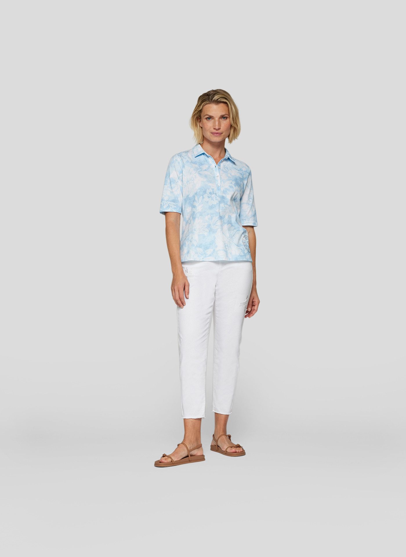 Rabe Poloshirt met een bloemmotief