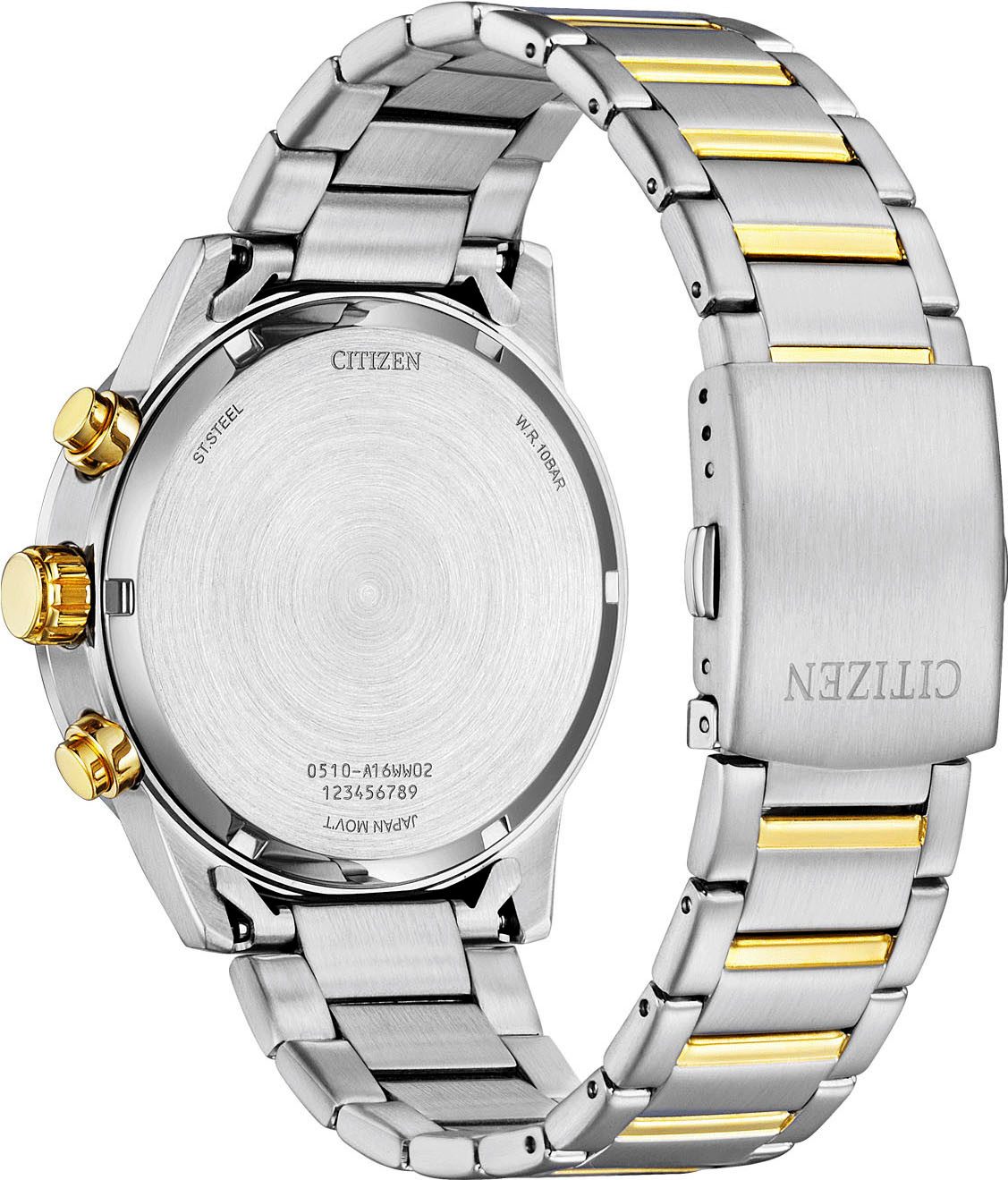 Citizen Chronograaf Quartzhorloge, horloge, herrenuur, tot 10 bar waterdicht, roestvrijstalen band