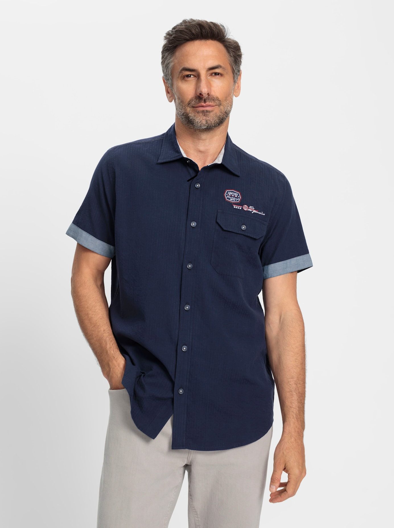 Catamaran Overhemd met korte mouwen heren korte mouwen maat 45/46 blauw