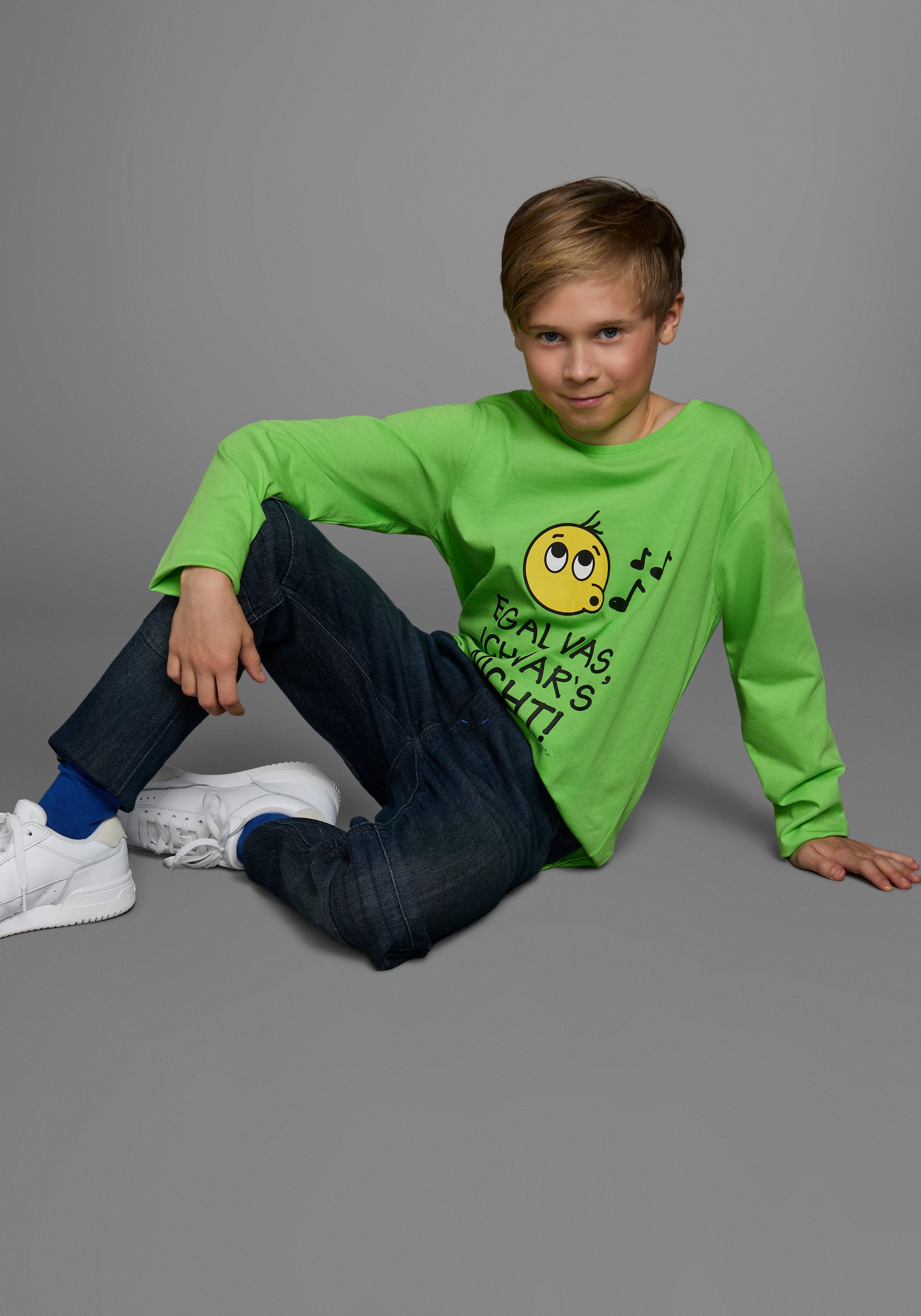 KIDSWORLD Shirt met lange mouwen EGAL WAS, ICH WAR'S NICHT! Lange mouwen, basic pasvorm, frisse opdruk, ronde hals