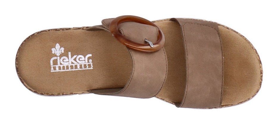 Rieker Slippers sleehak, zomerschoen, slippers met moderne siergesp