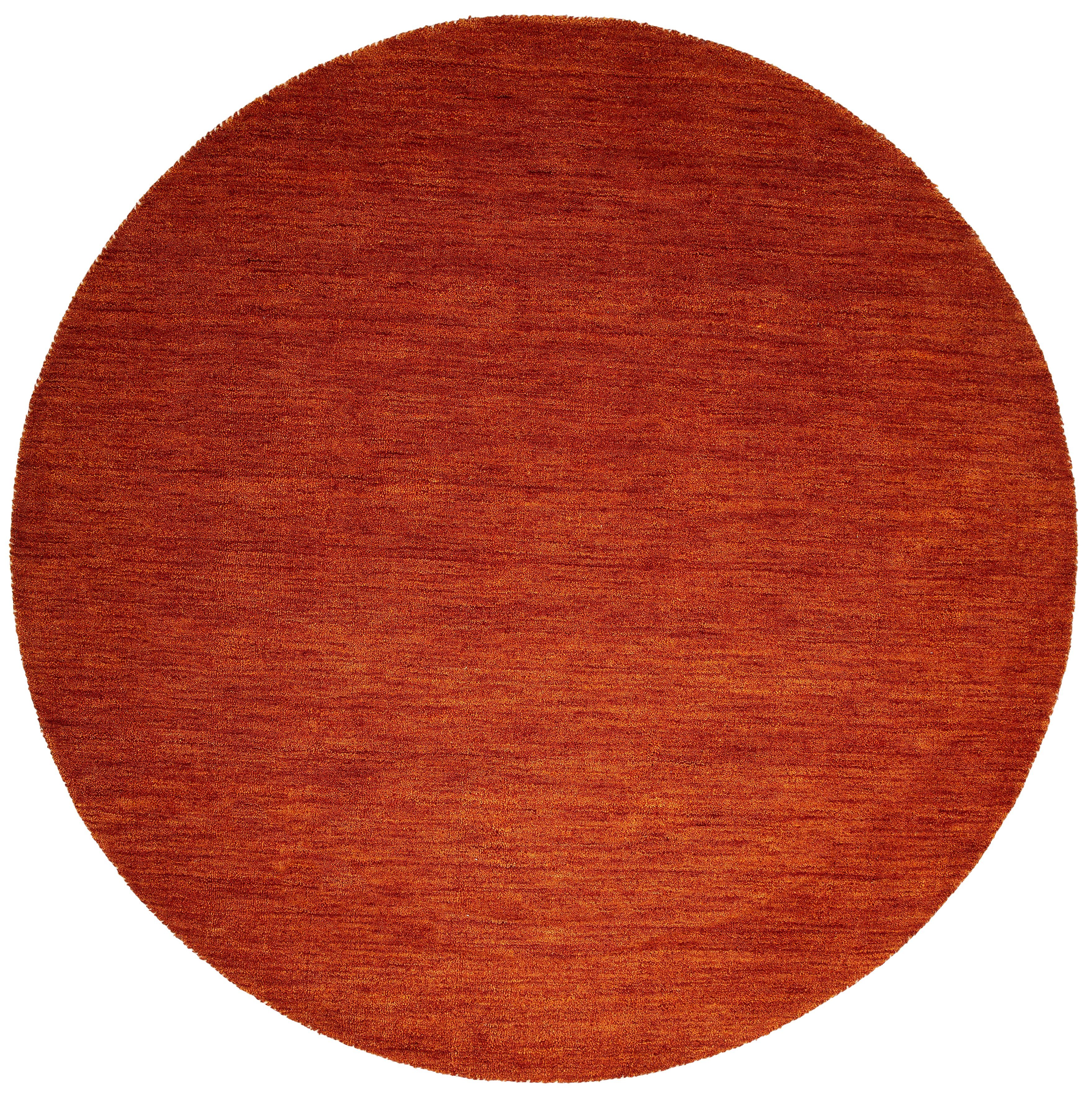 THEKO Wollen kleed Gabbeh uni, Handgeweven vloerkleed, mêlee, zuivere wol, met de hand geweven moderne vloerkleden maat Ø 140 cm x 14 mm rood