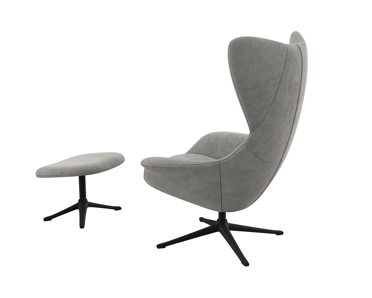 FLEXLUX Oorfauteuil Stilo relaxstoel, TV-stoel Solitaire, stijlicoon, draaibaar, zwarte poot