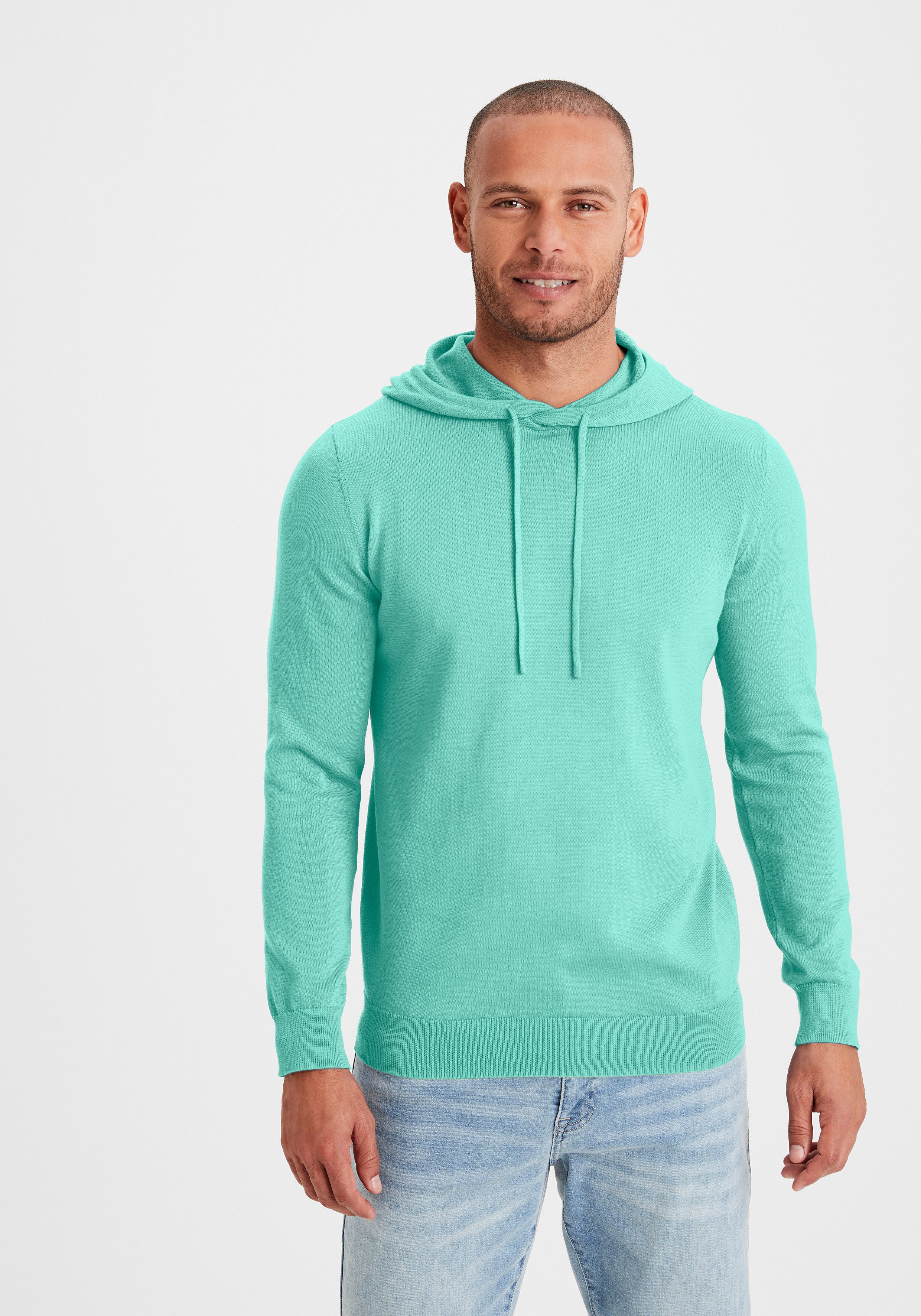 H.I.S Hoodie , Gebreide trui met capuchon Fijn breisel van onderhoudsvriendelijke katoenmix