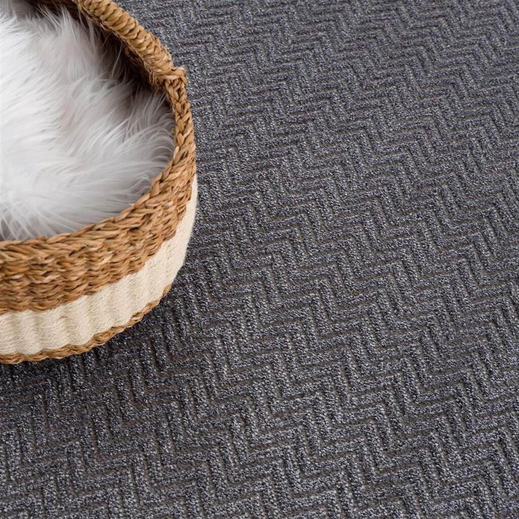 Carpet City Vloerkleed Frisé-tapijt FANCY805 Korte pool, uni, 3D-look, zigzag-look
