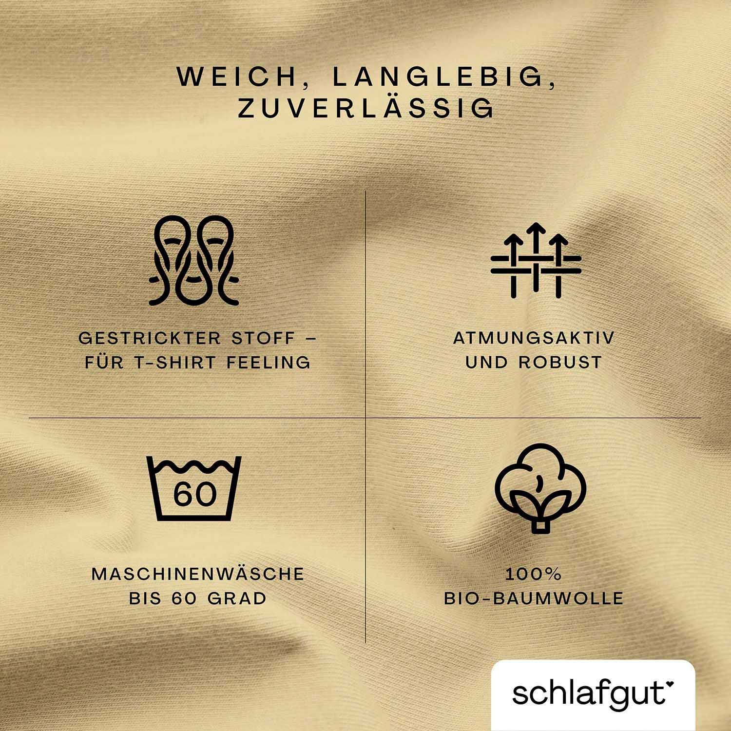 Schlafgut Hoeslaken CASUAL o.a. in maat 90x200, 140x200 of 180x200 cm, 100% biologisch katoen Dekbedovertrek voor matrassen tot 25 cm hoogte, betrouwbaar, duurzaam, zacht (1 stuk)