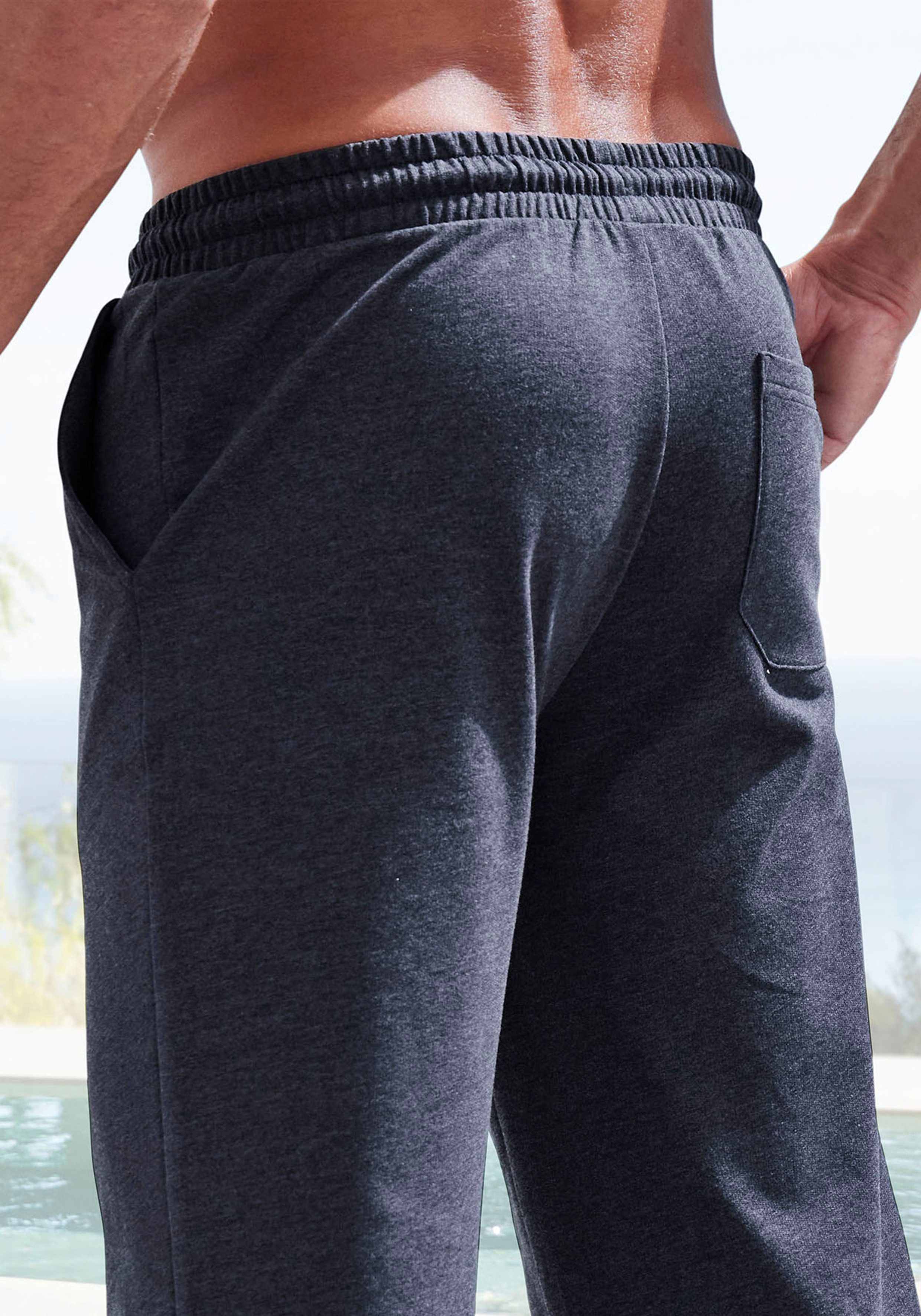 John Devin Sweatbroek in melange-look van katoenmix