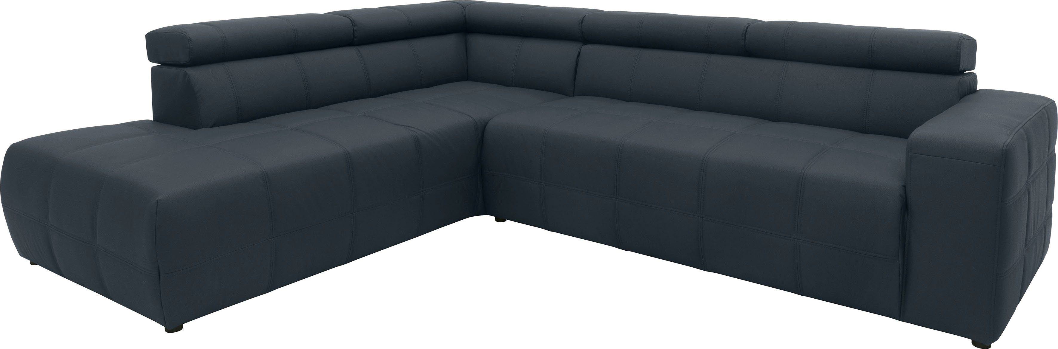 DOMO collection Hoekbank Brandon L-vorm, ook in leer met verstelbare hoofdsteun, naar keuze met verstelbare zitdiepte