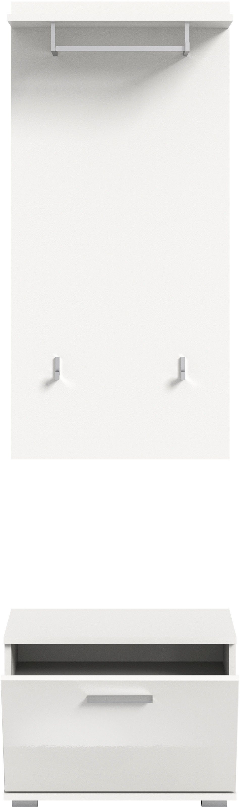 INOSIGN Halmeubelset Valge, Breedte 55 cm, 2-delig Set, bestaande uit: Zitbank & Garderobe paneel (2-delig)
