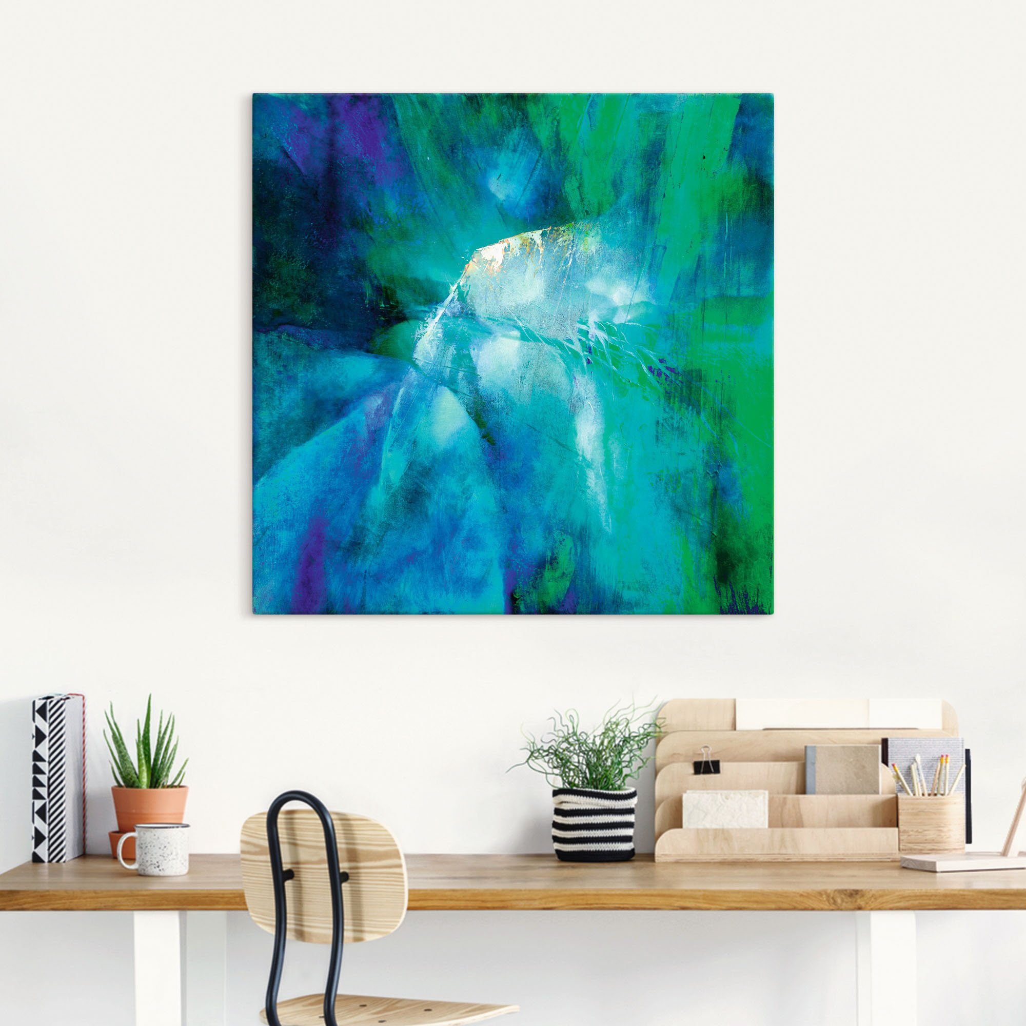 Artland Artprint Abstracte compositie in turquoise als artprint van aluminium, artprint voor buiten, artprint op linnen in verschillende maten