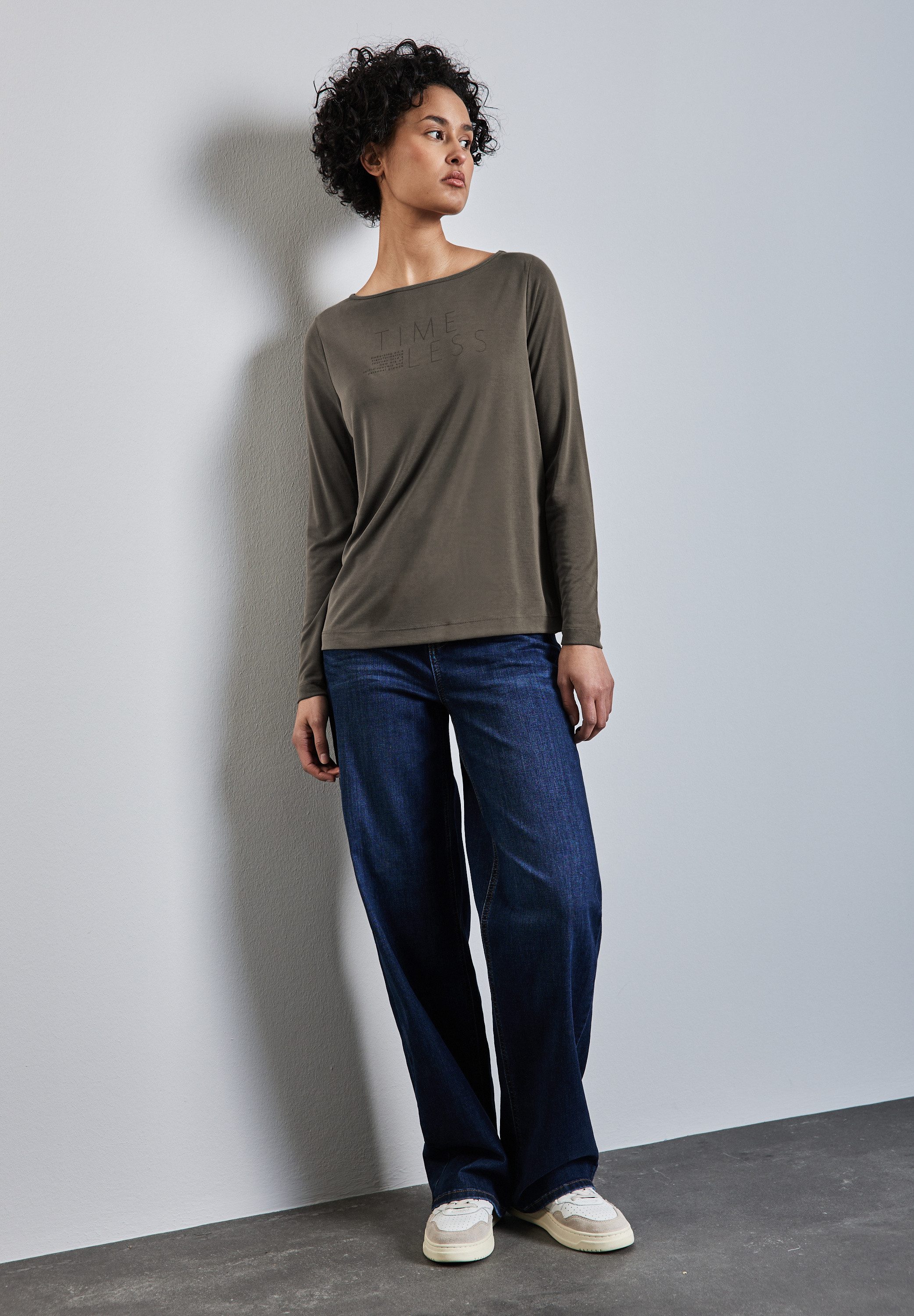 STREET ONE Shirt met lange mouwen met belettering