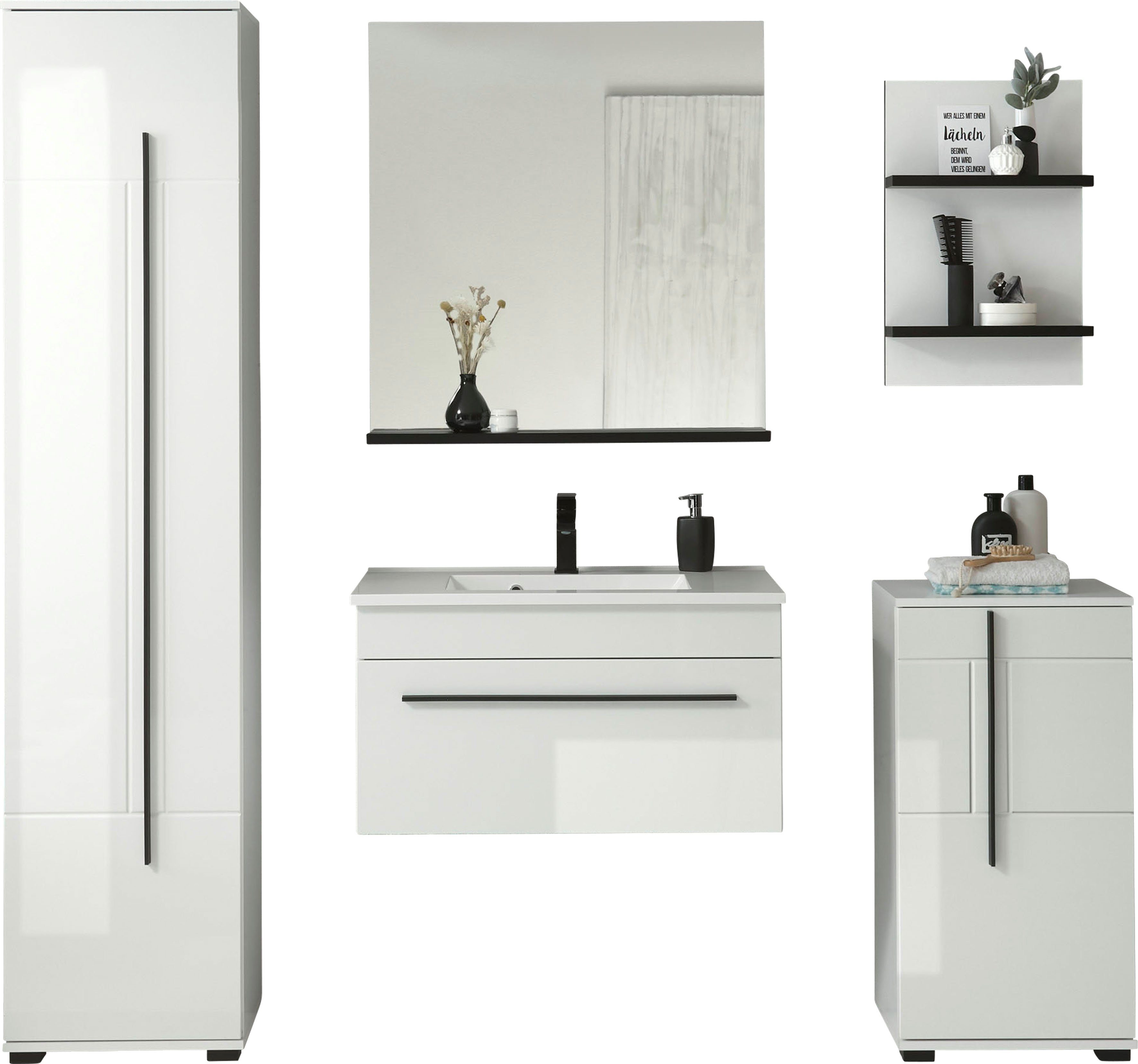 INOSIGN Badkamerserie Cantara, badkamer in modern ontwerp, 5-delig badkamer (set, 5-delig)