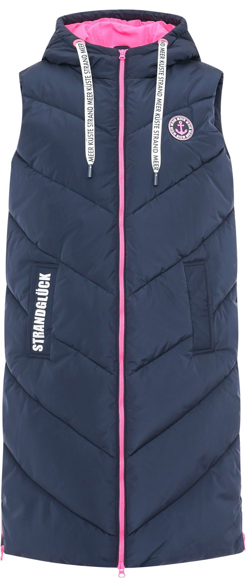 Zwillingsherz Bodywarmer Strandgeluk met zijritsen, contrast-rits