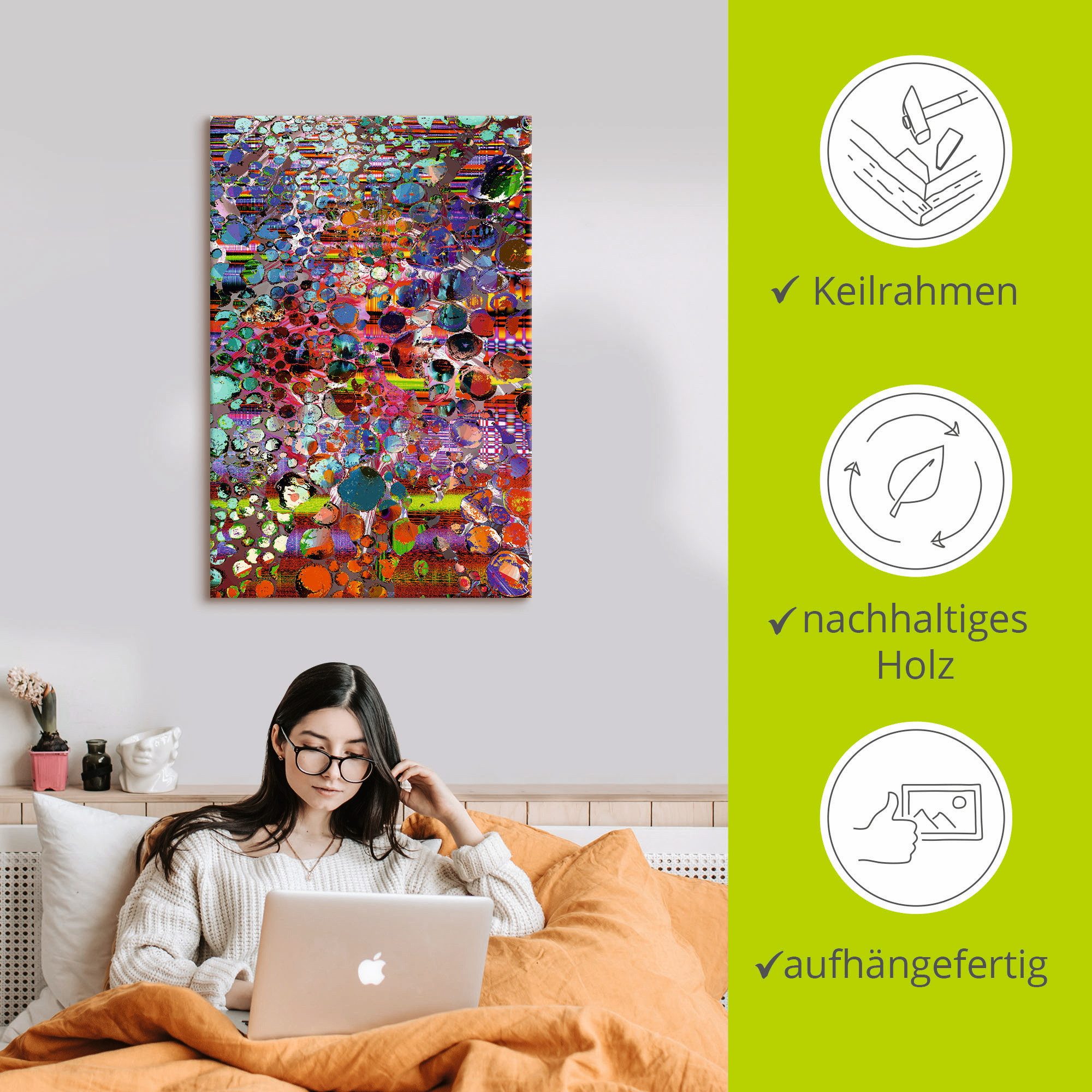 Artland Artprint op linnen Houten hoogland gespannen op een spieraam