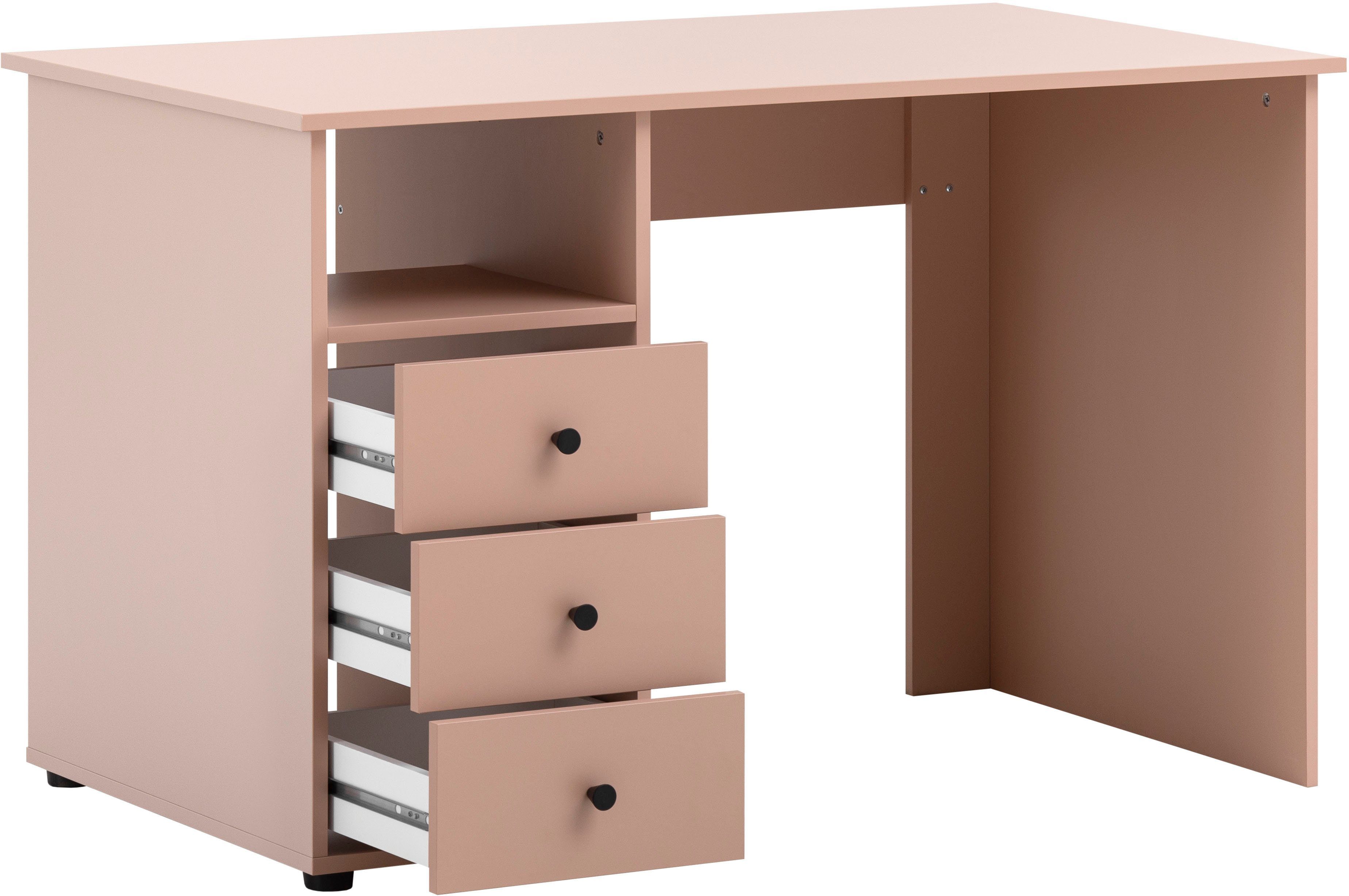 Schildmeyer Bureau Smash, breedte 115 cm 3 laden met uittrekbegrenzing en metalen beslag