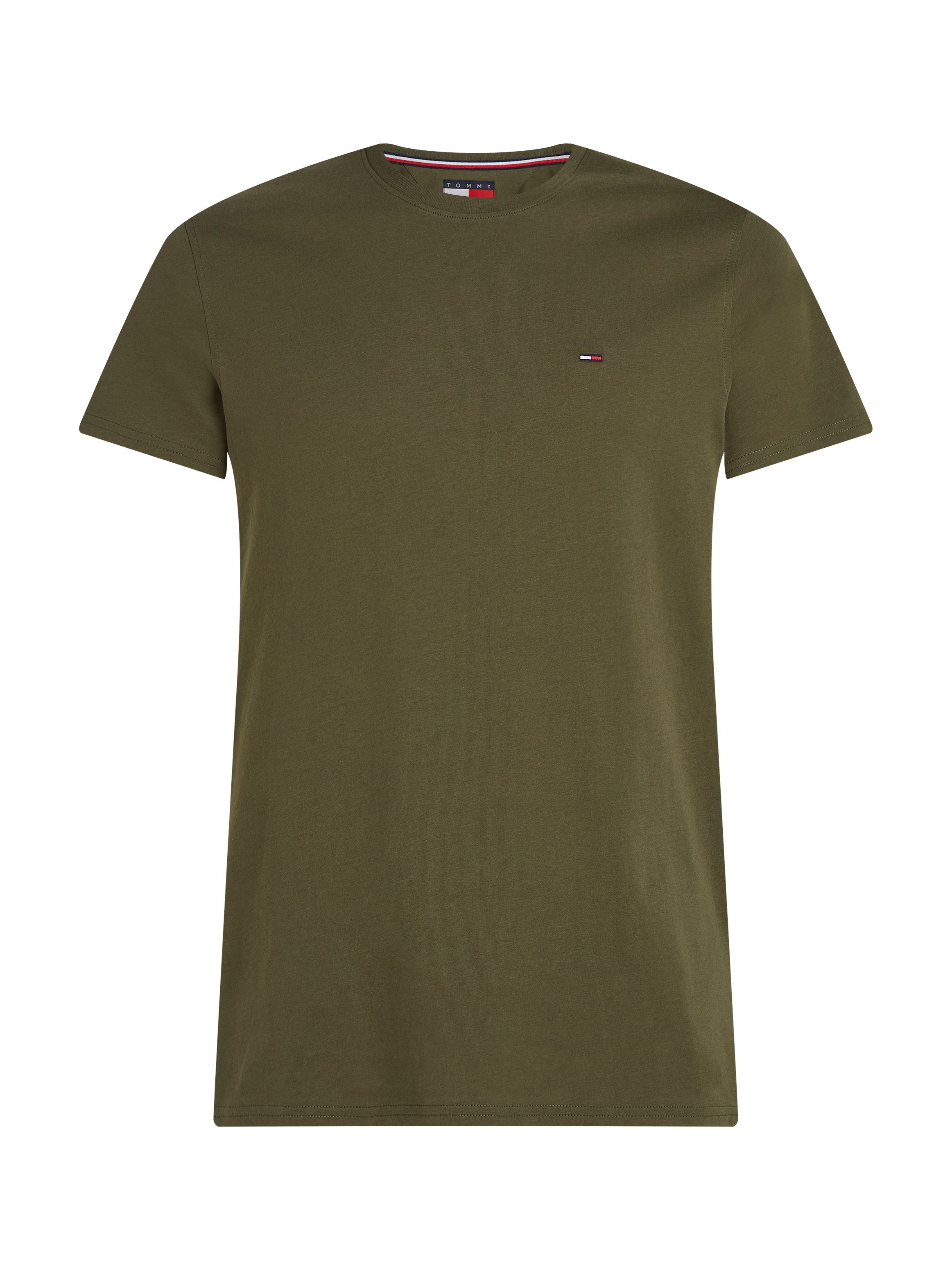 TOMMY JEANS T-shirt TJM ESSENTIAL SOLID TEE met ronde hals en subtiele logo-vlag