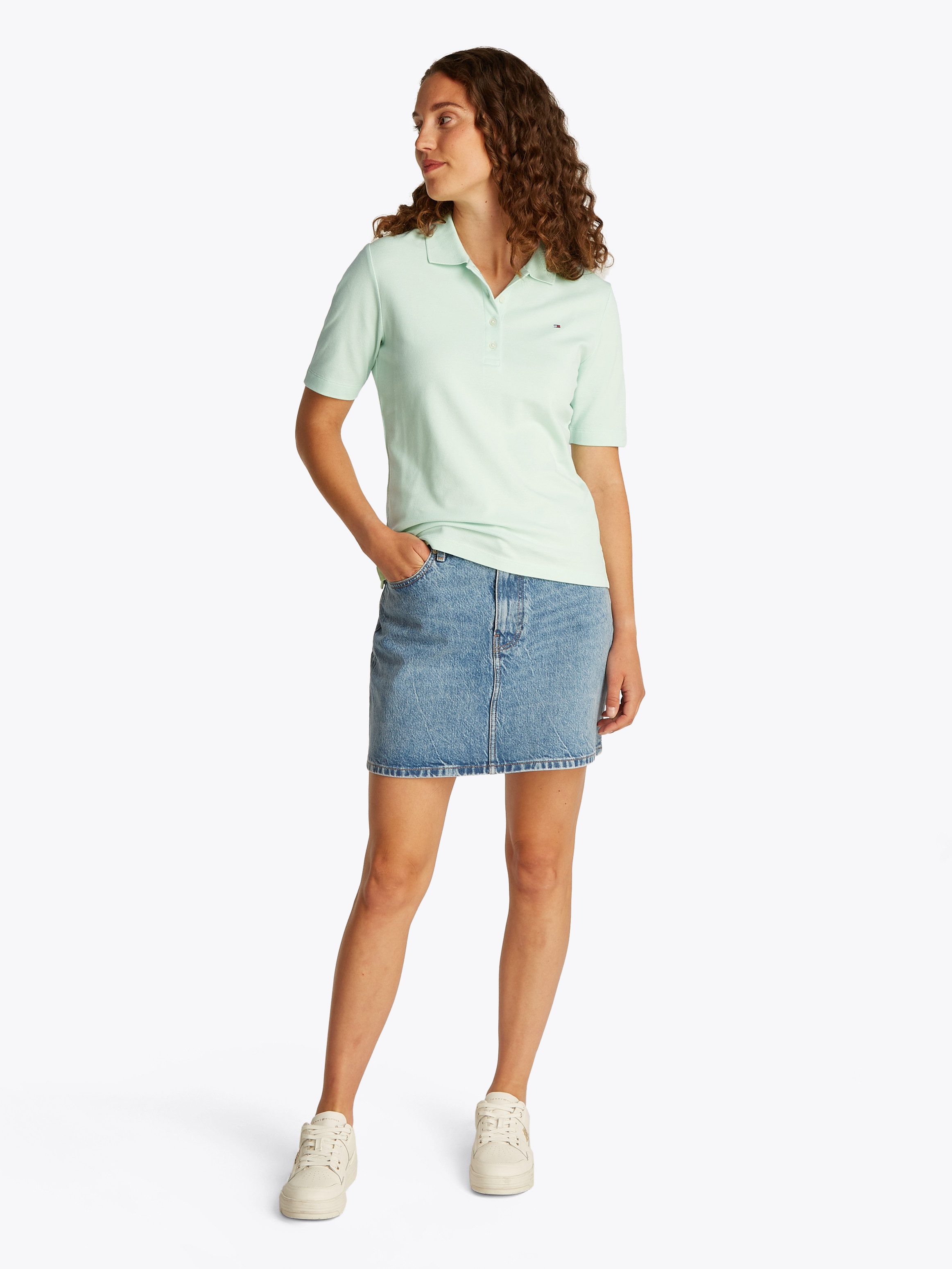 Tommy Hilfiger Poloshirt 1985 Regular Fit Pique Premium Polo met logo-borduursel, met zijsplitten