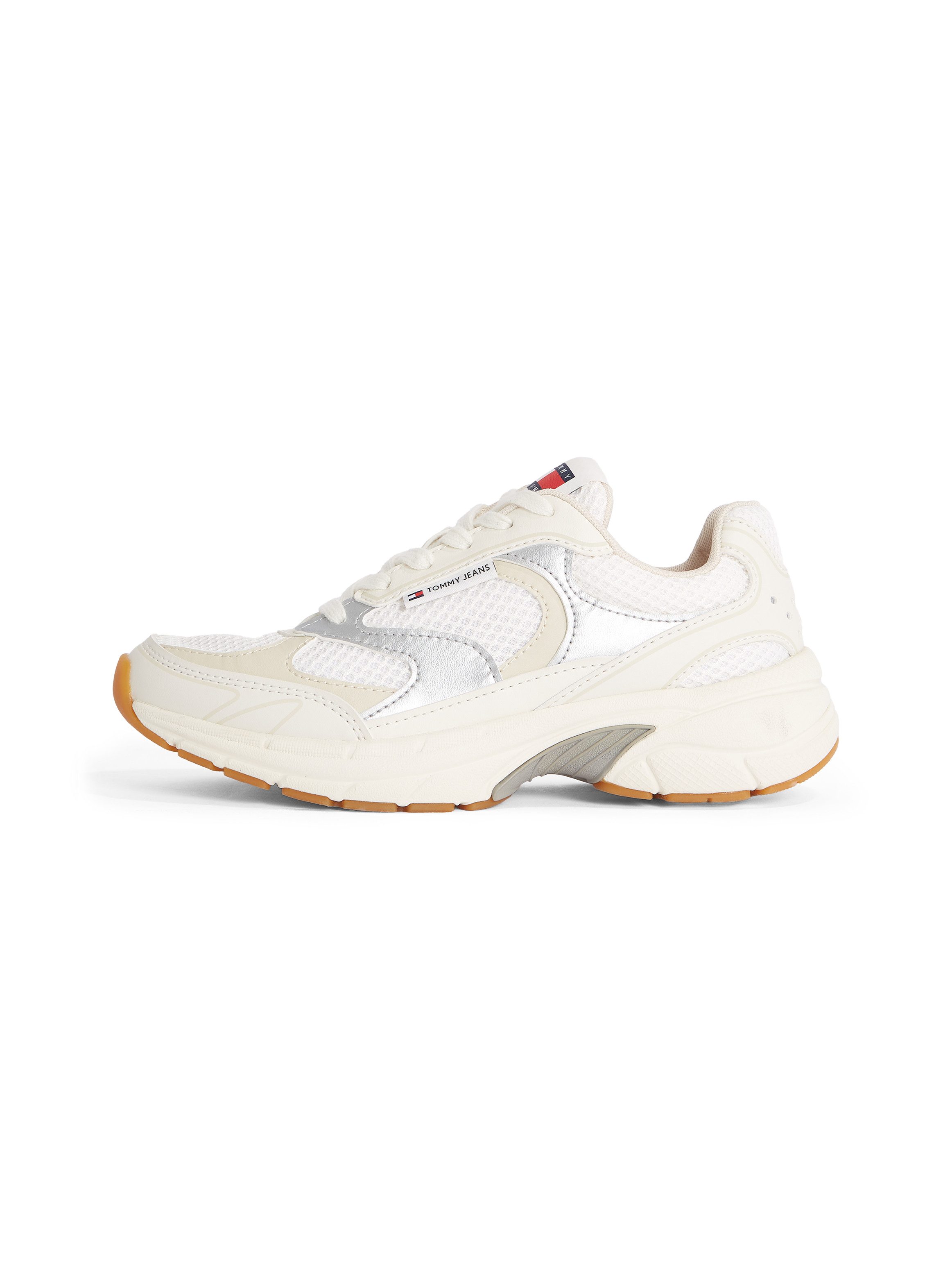 TOMMY JEANS Sneakers met sleehak THE CONEY METALLIC vrijetijdsschoen, veterschoen, lage schoen, ugly sneaker, logo-patch