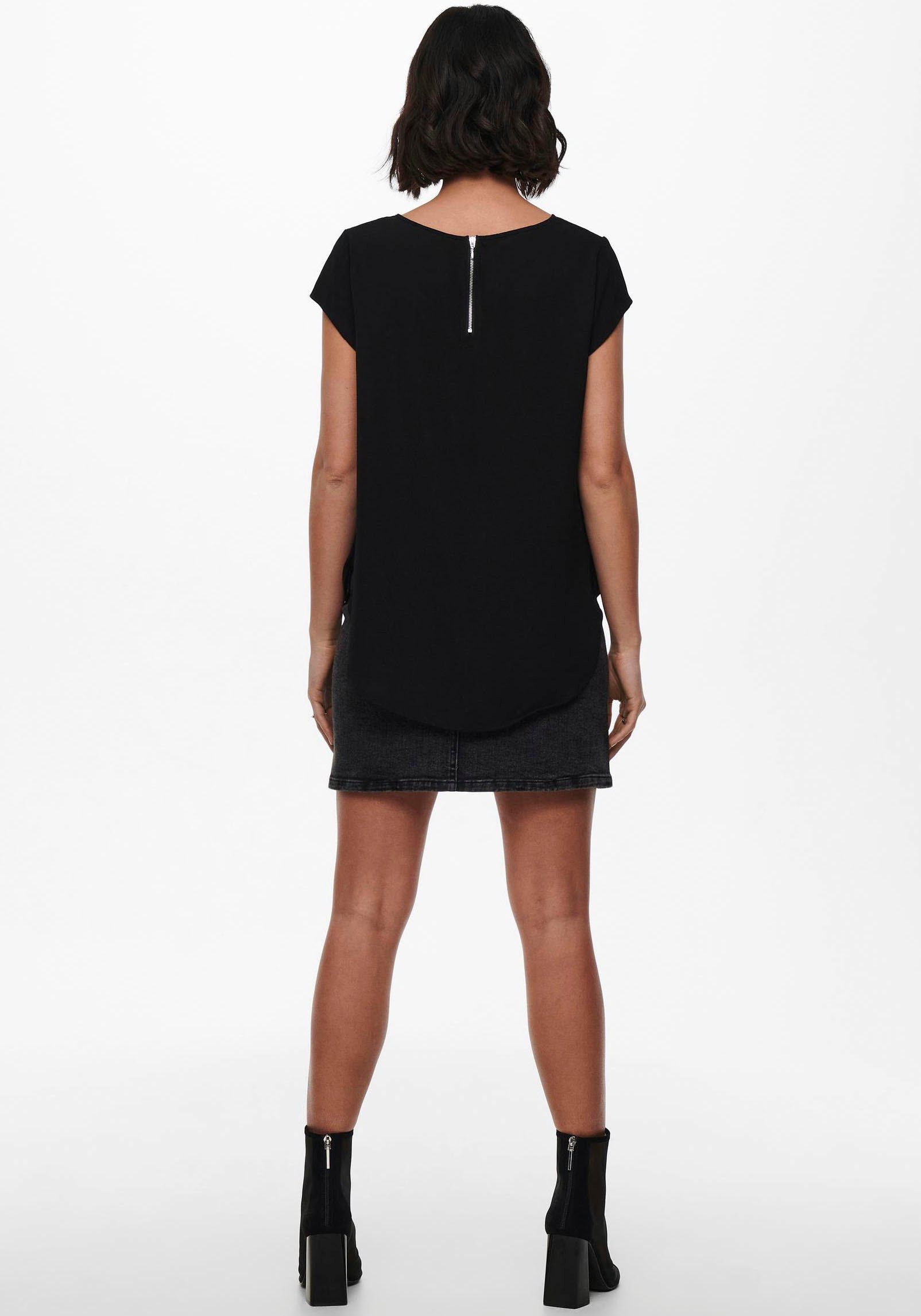 Only Blouse met korte mouwen ONLVIC S/S SOLID TOP NOOS PTM