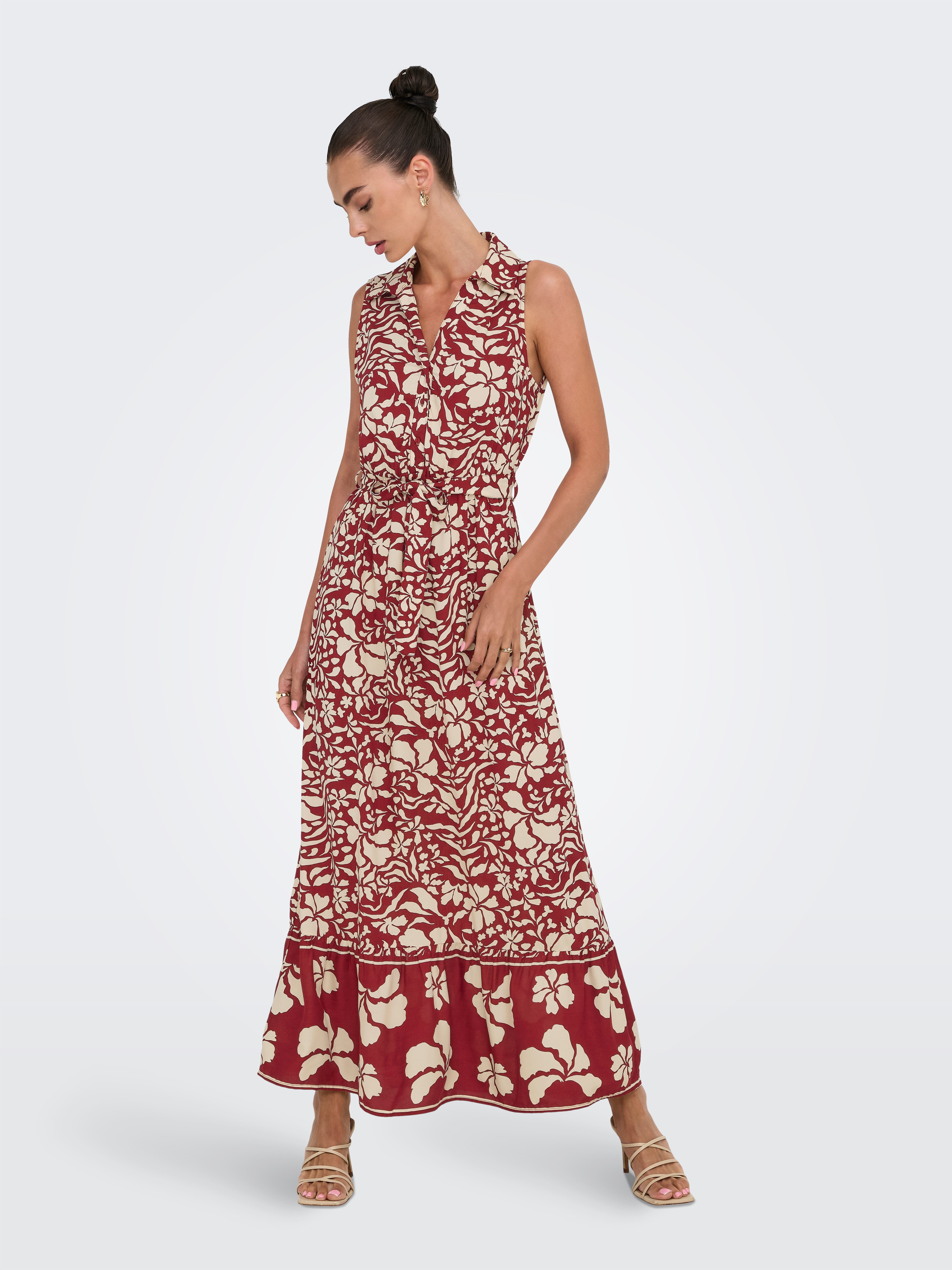 Only Maxi-jurk ONLVIBE LIFE S/L SHIRT LONG DRESS WVN