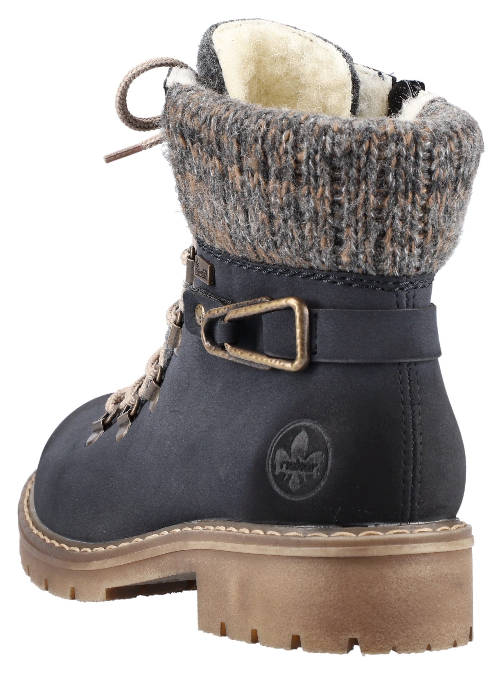 Rieker Winterlaarsjes winterlaarzen, veterschoenen met gebreide rand en rieker-tex