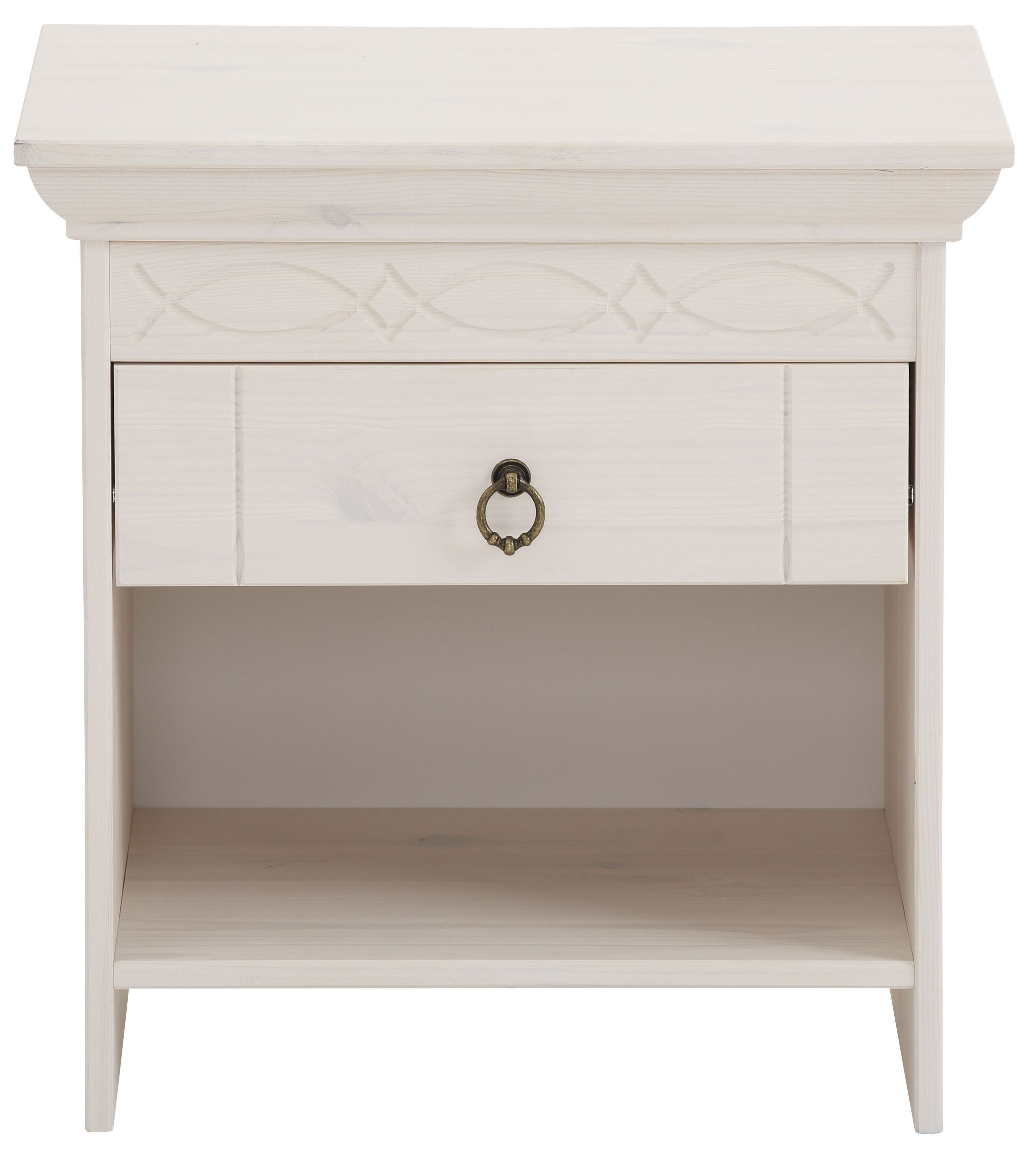 Home affaire Nachtkastje Indra Nachtkastje met decoratief freeswerk, breedte: 50 cm