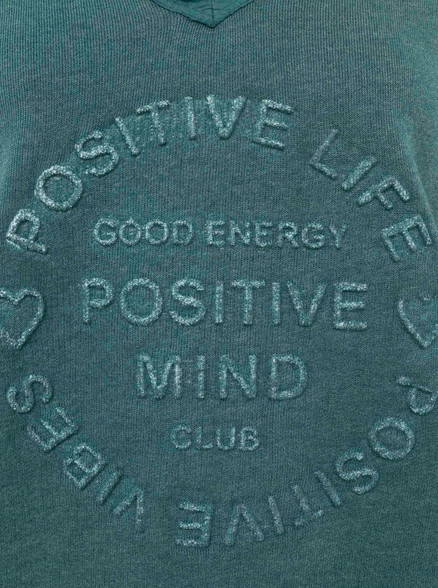 Zwillingsherz Sweatshirt "Positive Mind" met v-halslijn in used look en stempelprint