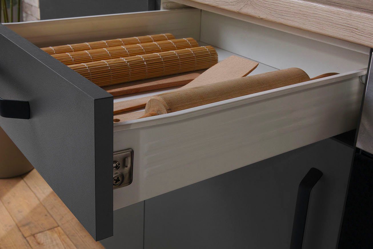 wiho Küchen Keukenblok "Simi", met verstelbare voeten, breedte 280 cm, keuze met elektrische apparaten, soft-close functie in lades & uittrekken