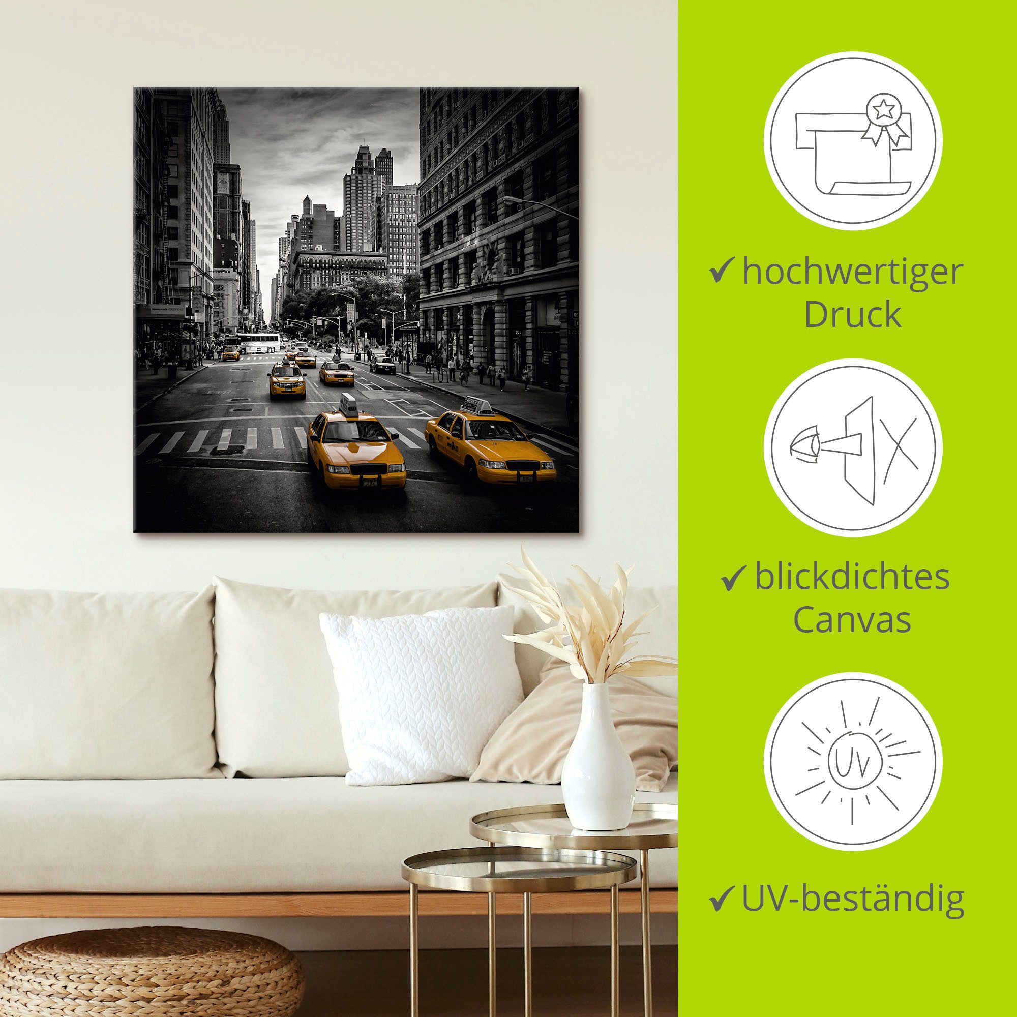 Artland Artprint New York City Verkeer 5th Avenue als artprint van aluminium, artprint voor buiten, artprint op linnen, poster, muursticker