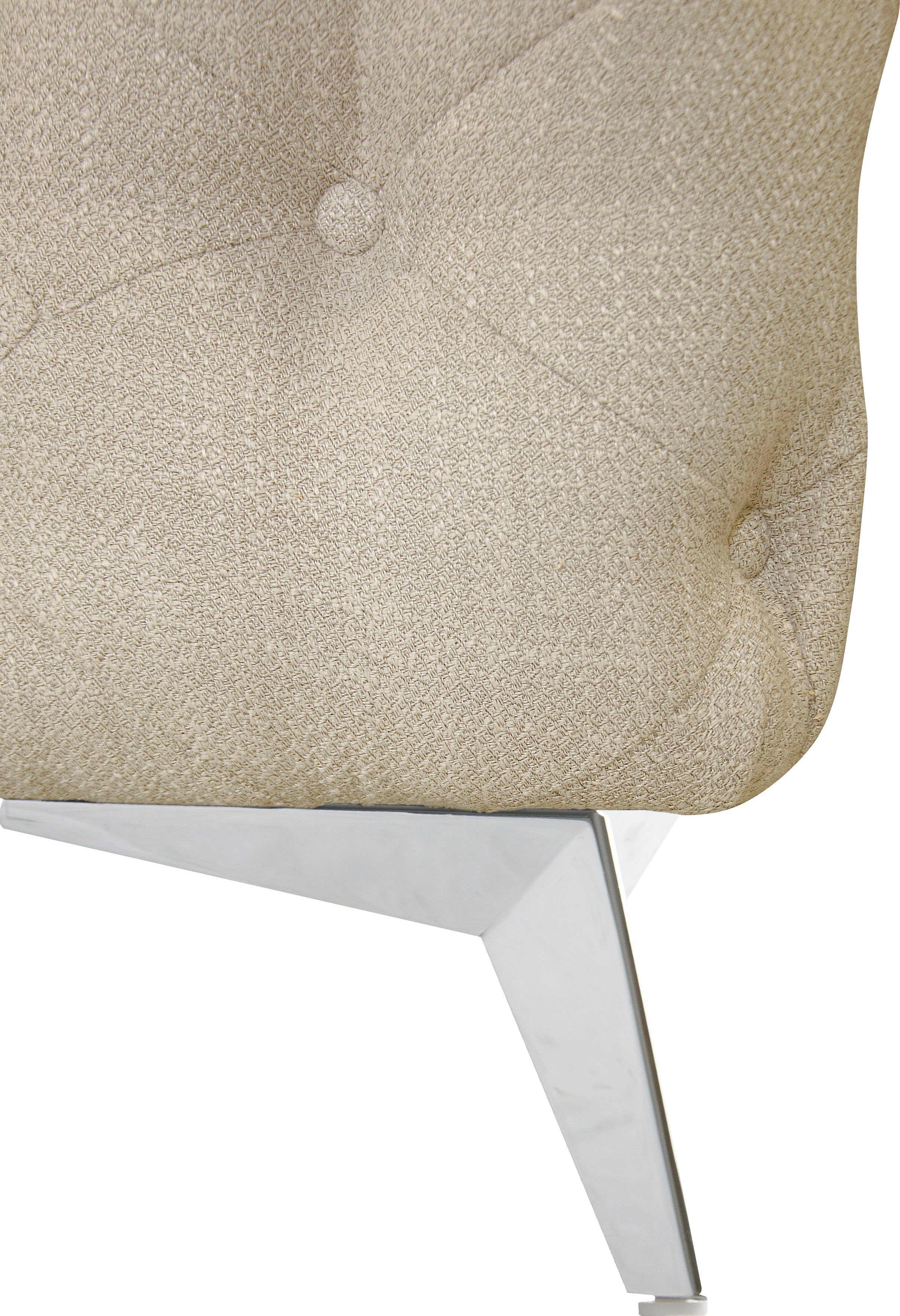 Leonique Chesterfield-bank Glynis L-vorm luxueuze capitonnage, moderne chesterfield look, kleur van de poten ter keuze